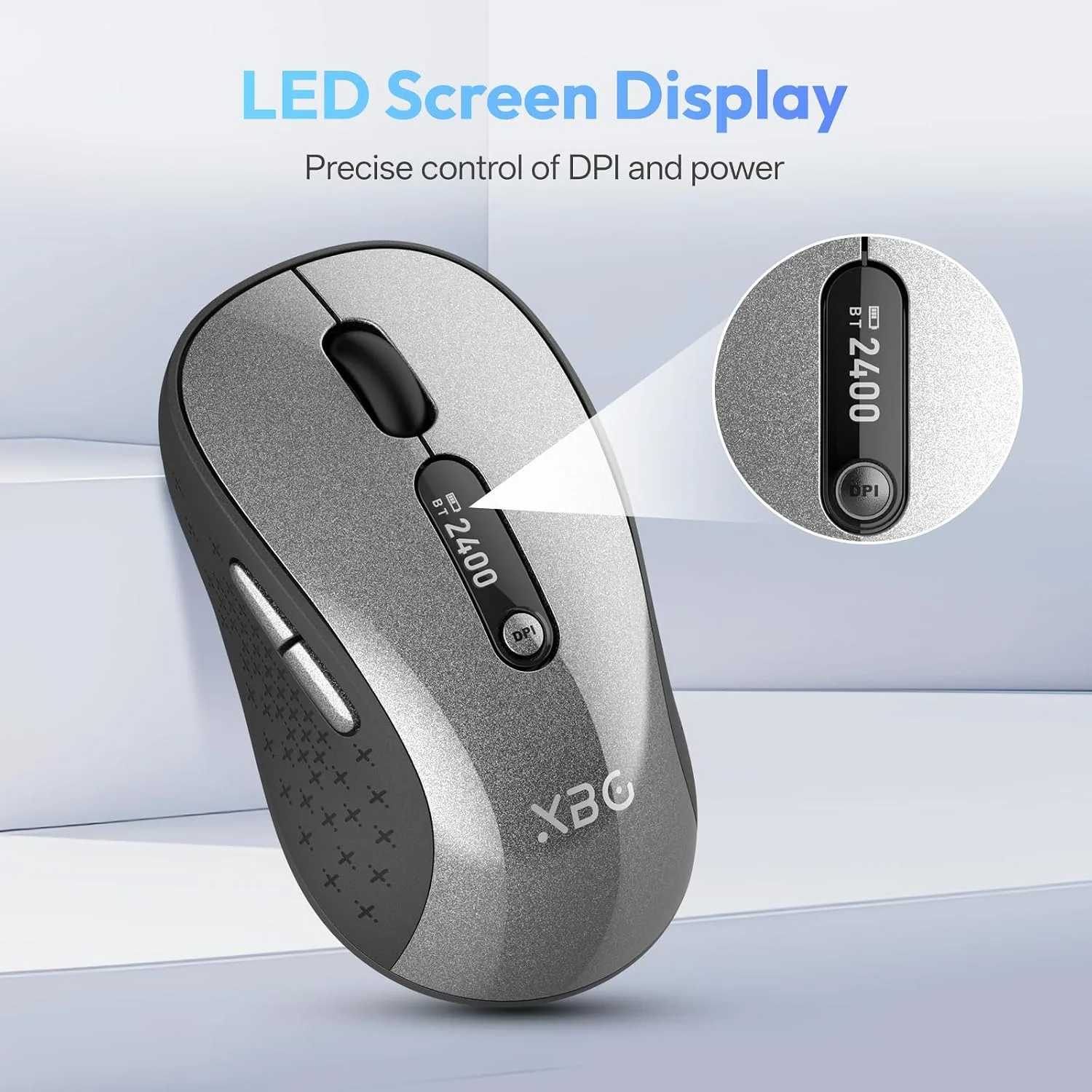XBG B15Pro Tri-Mode Wireless Bluetooth Mouse with LED Display for Laptop