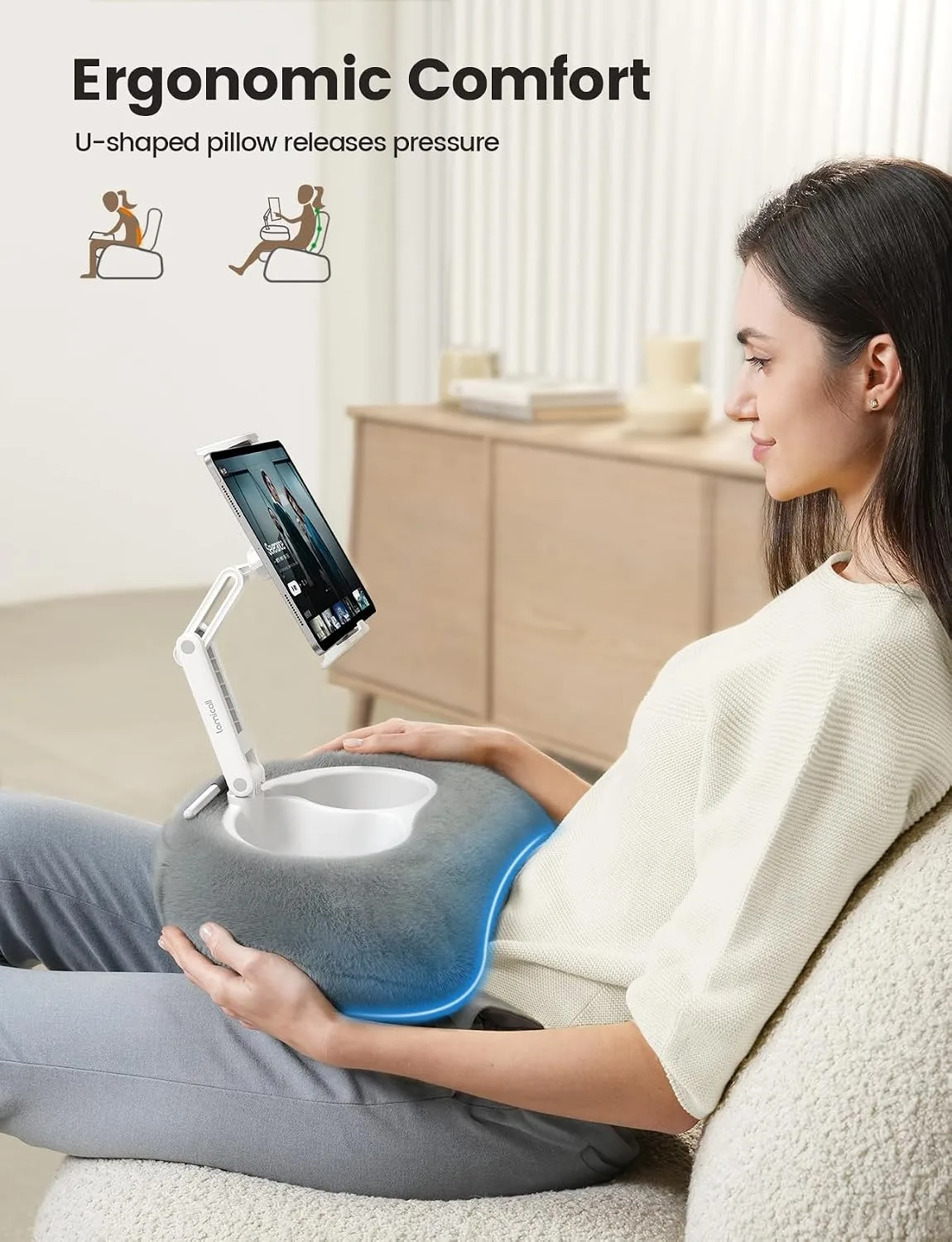Lamicall Kindle Holder Tablet Pillow Stand Extendable Arm iPad Soft Pad
