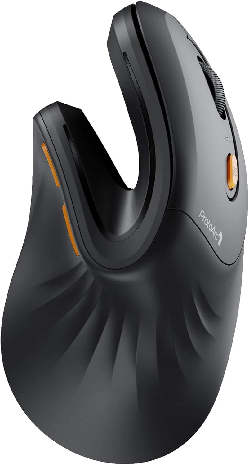 ProtoArc EM11 NL Wireless Ergonomic Vertical Mouse, Rechargeable, Black