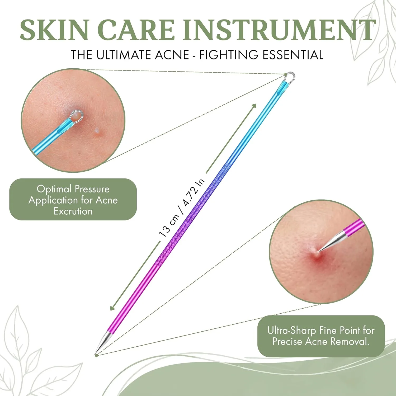 2 Pcs Pimple Popper Tool Blackhead Remover, Comedone Extractor for Acne