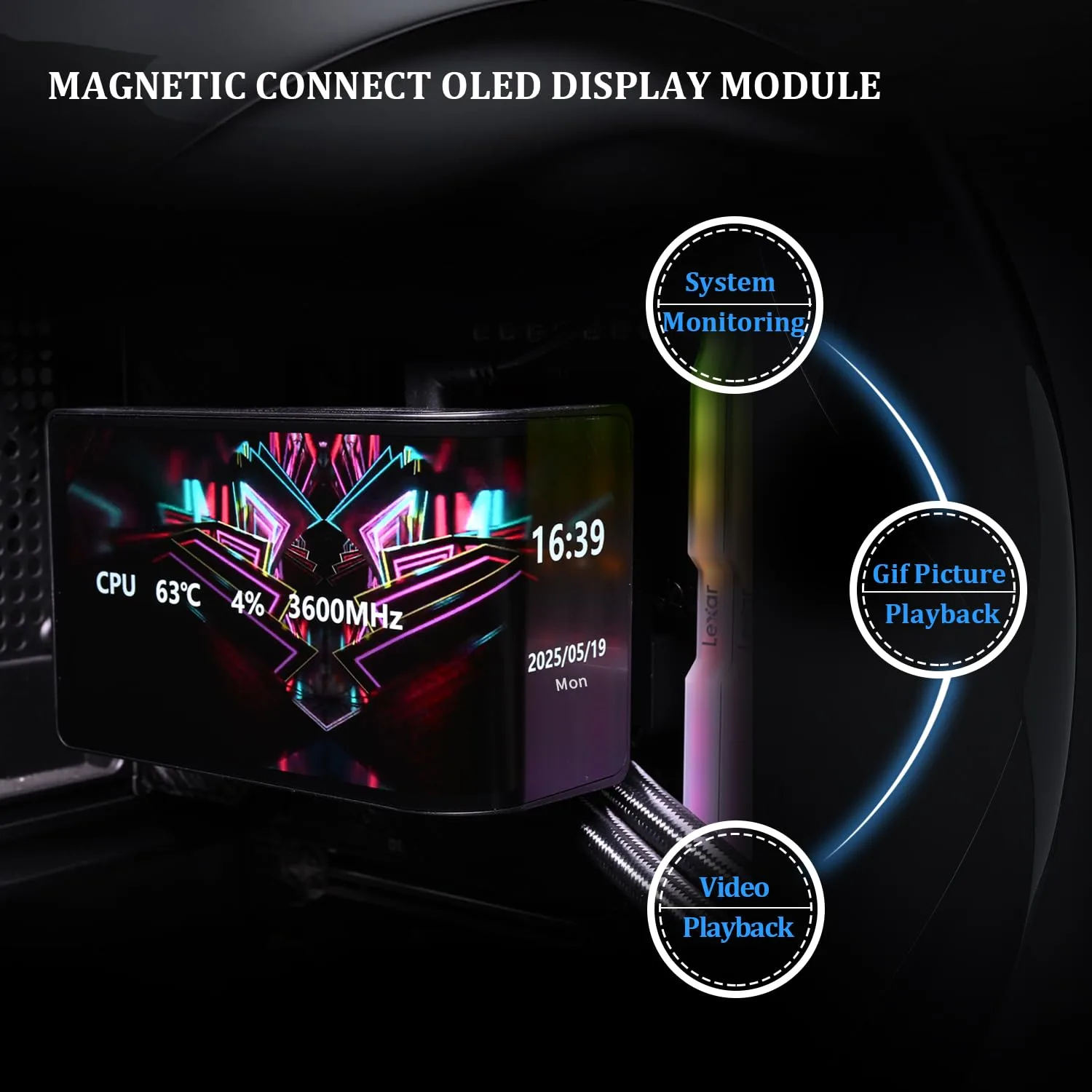 Thermalrlght Wonder Vision 360 UB ARGB Black CPU Water Cooler,CPU Water Cooling System,6.67inch Curved Screen with 2400x1080 Resolution,for AM4/AM5,LGA1851/1700,7:3 Visual Scale Screen Ratio for 3D