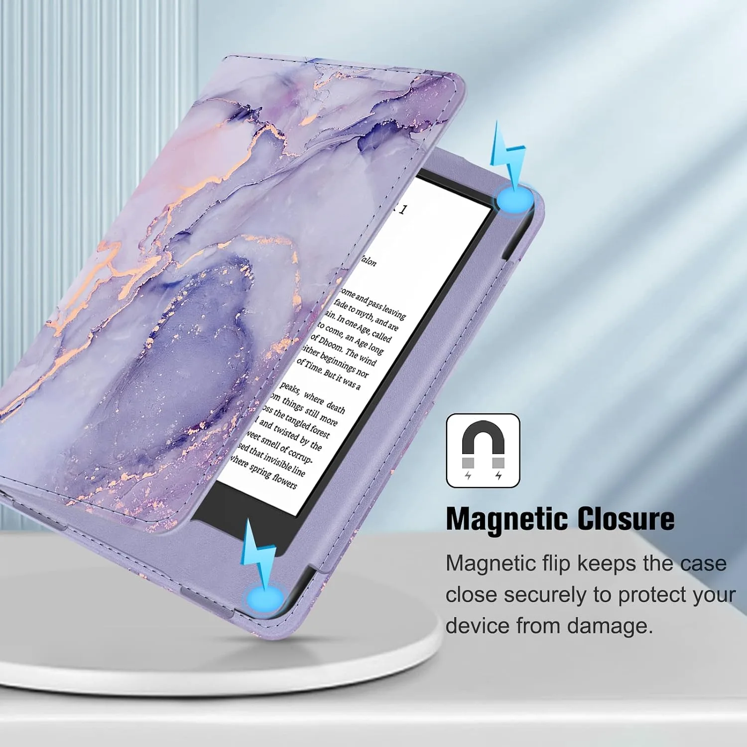 Fintie Folio Case for 6" Kindle 11th Generation 2024/2022, Lilac Marble