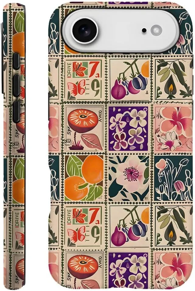 Funda para iPhone 17 Tnxee híbrida doble capa estampado vintage naranja