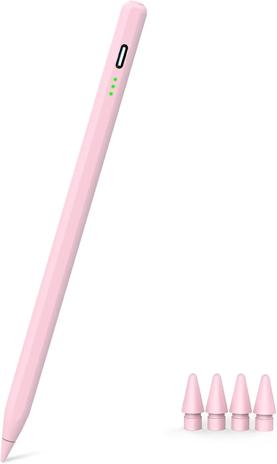 Pink Stylus Pen for iPad Pro Air Mini 2018-2026, Palm Rejection Fast Charge
