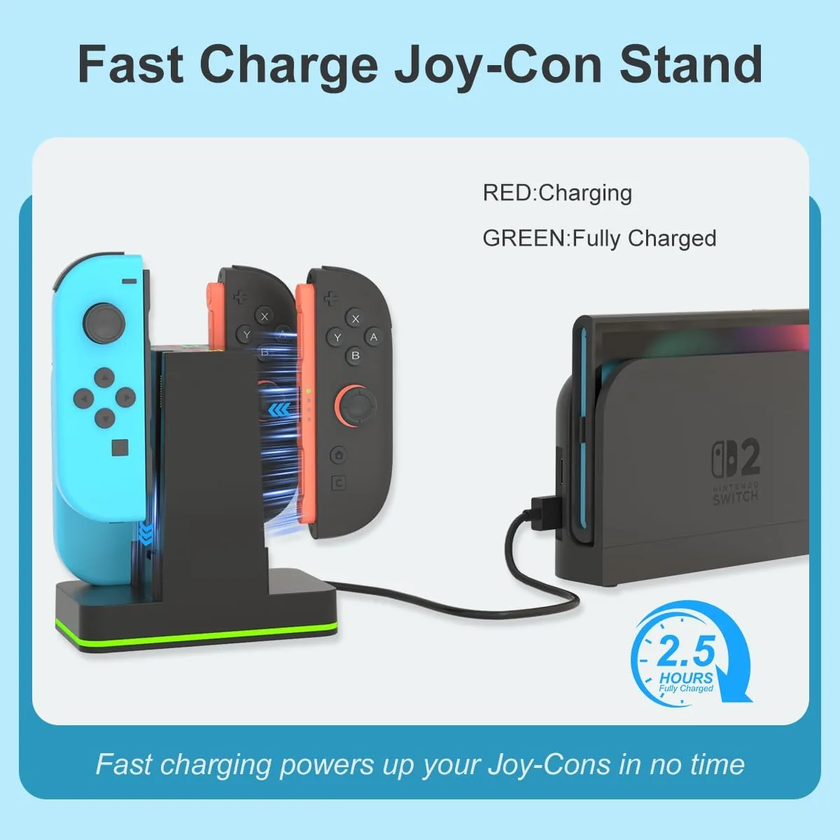 Switch 2 JoyCon Charging Dock for Nintendo Switch 1/2 Controller