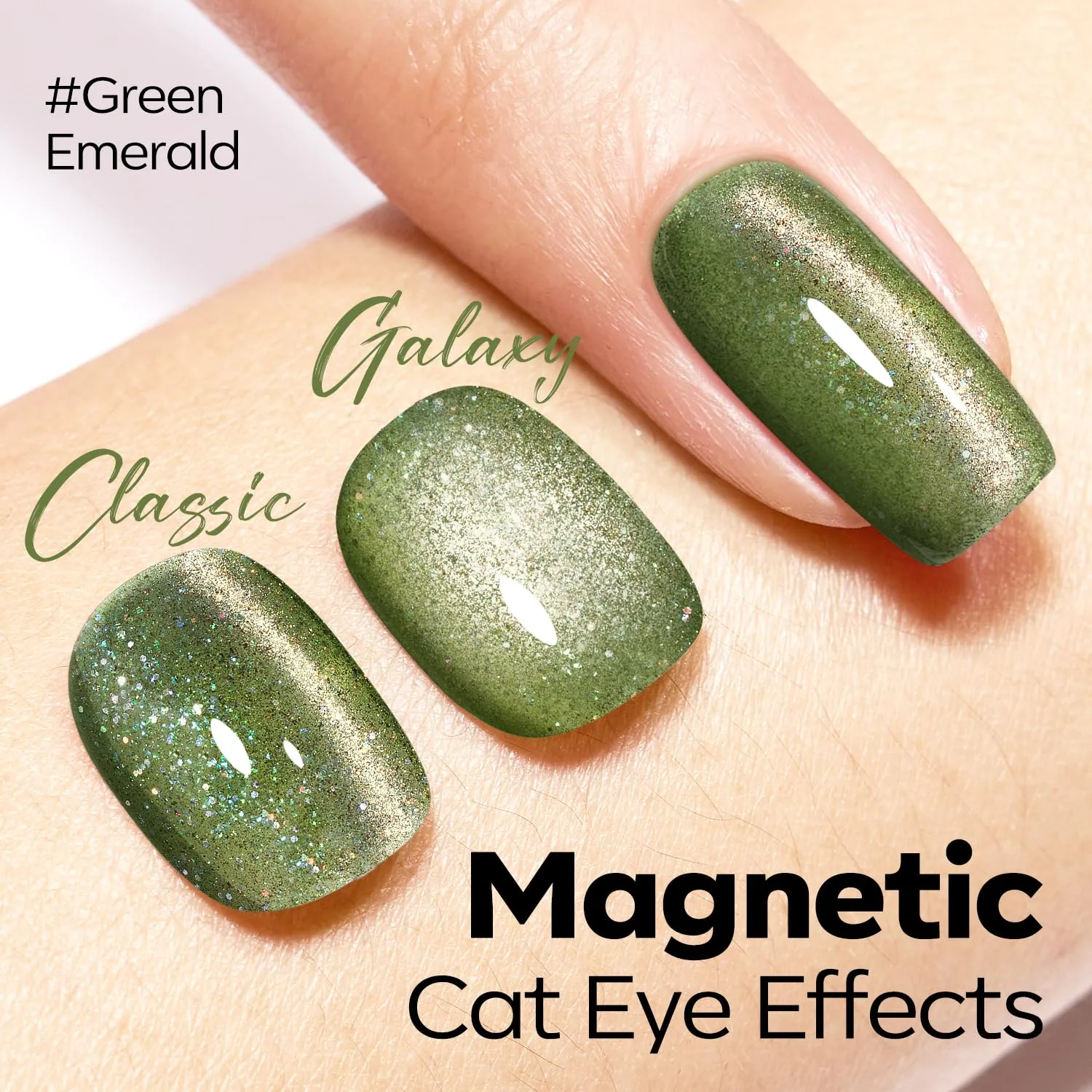 modelones Cat Eye Gel Nail Polish Glitter Green Polish