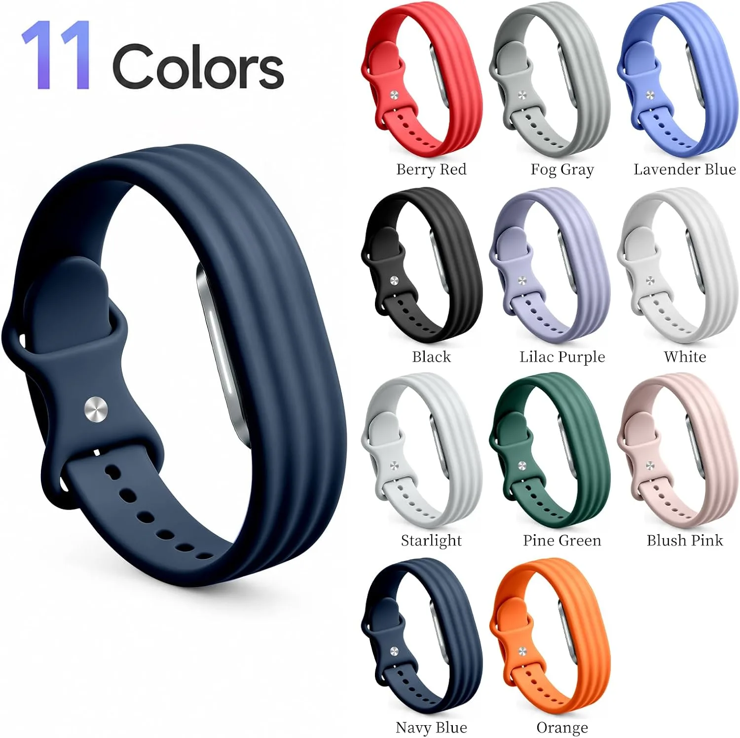 3 Pack Silicone Sport Band Compatible with Hume Band 2.0 Fitness Tracker,Soft Silicone Replacement Adjustable Sweatproof Wristband for Hume 2.0 Band, Running, Workout & Daily Wear for Women Men