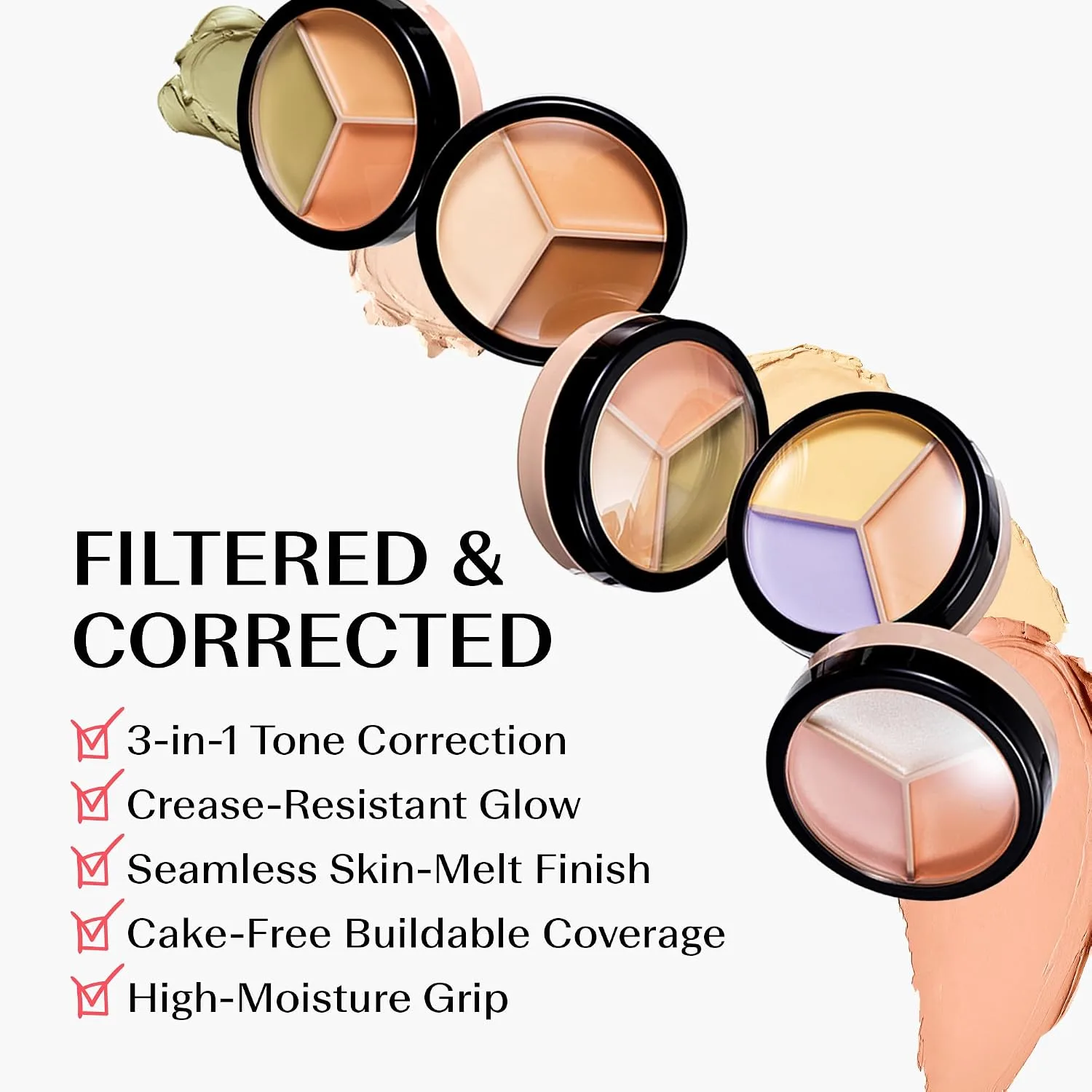 THE SAEM Cover Perfection Triple Pot Concealer - 3-Color Palette for Facial Contouring & Highlighting, 0.16 oz (4.5g) - No 02 Contour Beige
