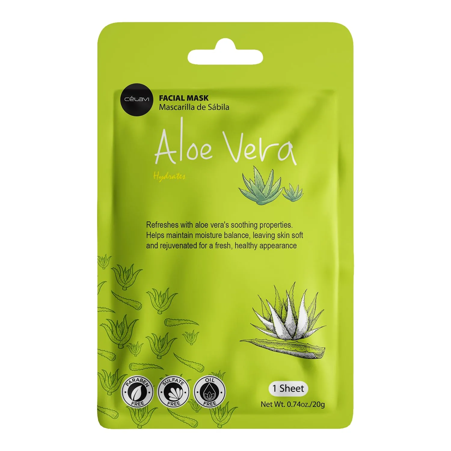 Celavi Korean Face Mask Sheet Set, Spa Masks, 12 Pack Hyaluronic Acid