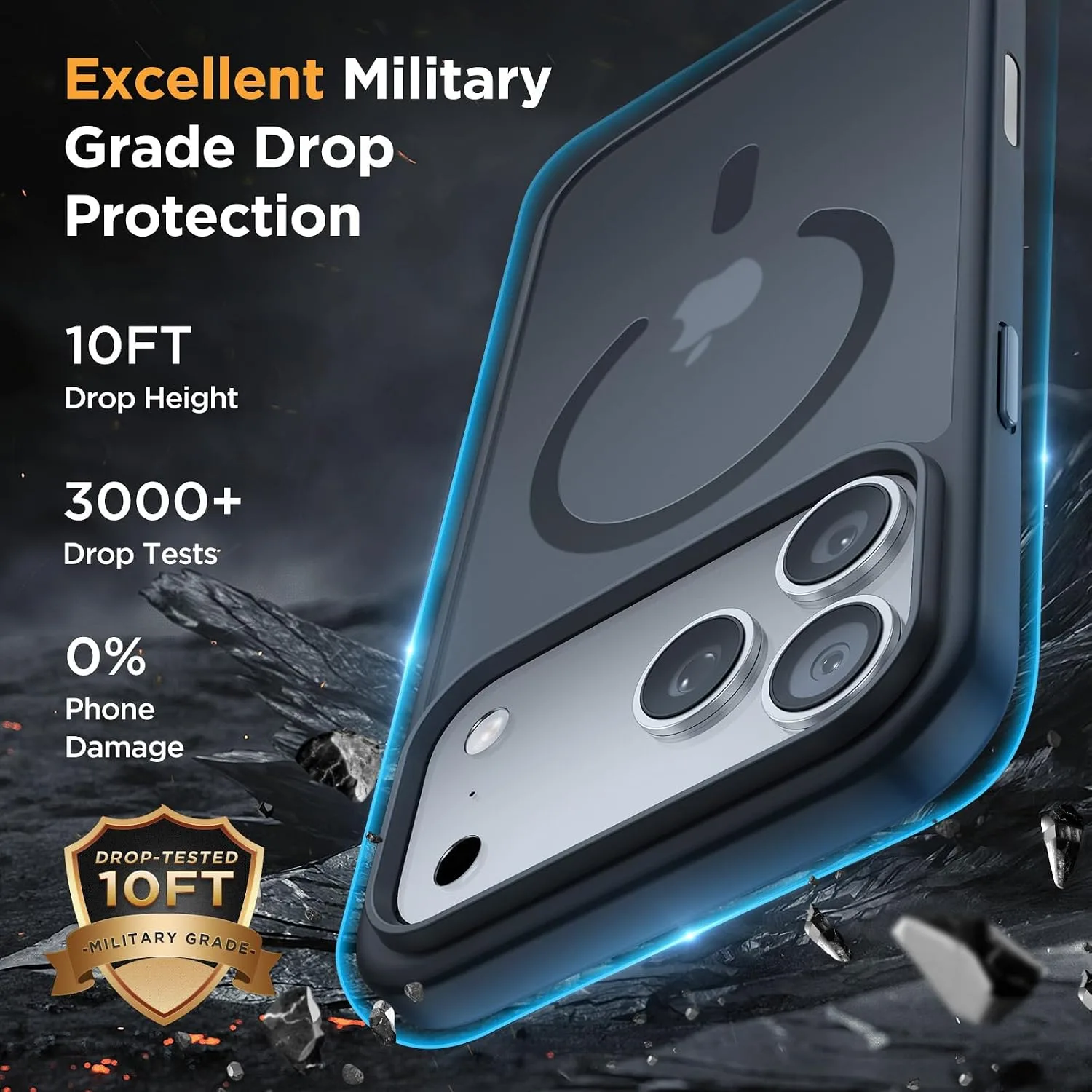 Miracase Magnetic for iPhone 17 Pro Case 6.3", Camera Control, [Compatible with MagSafe] [Screen Protector] Military-Grade Protection, Anti-Fingerprint, Slim Thin Phone Case, Black