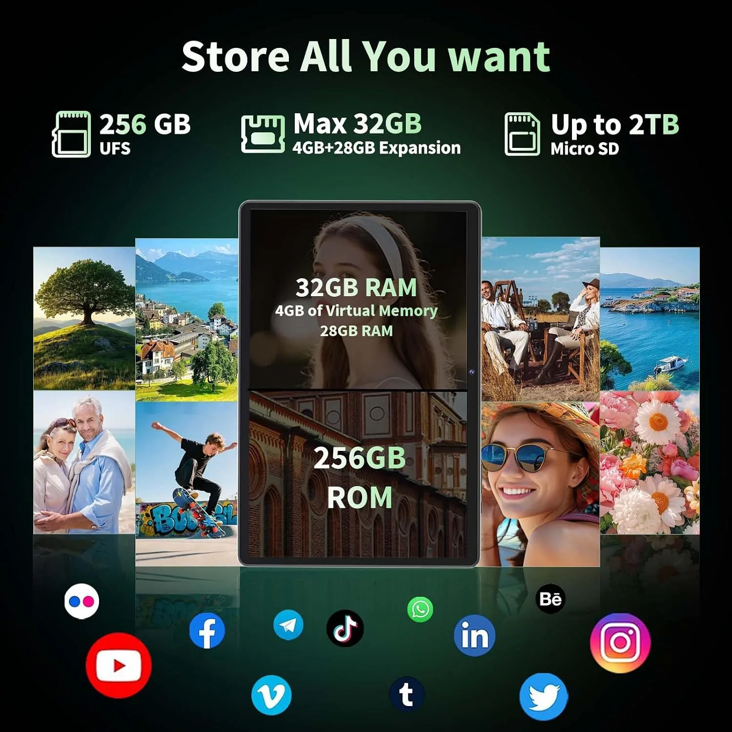 Tablet, 10 Inch Android 16 Tablet with Keyboard, Gemini AI, 32GB+256GB+2TB