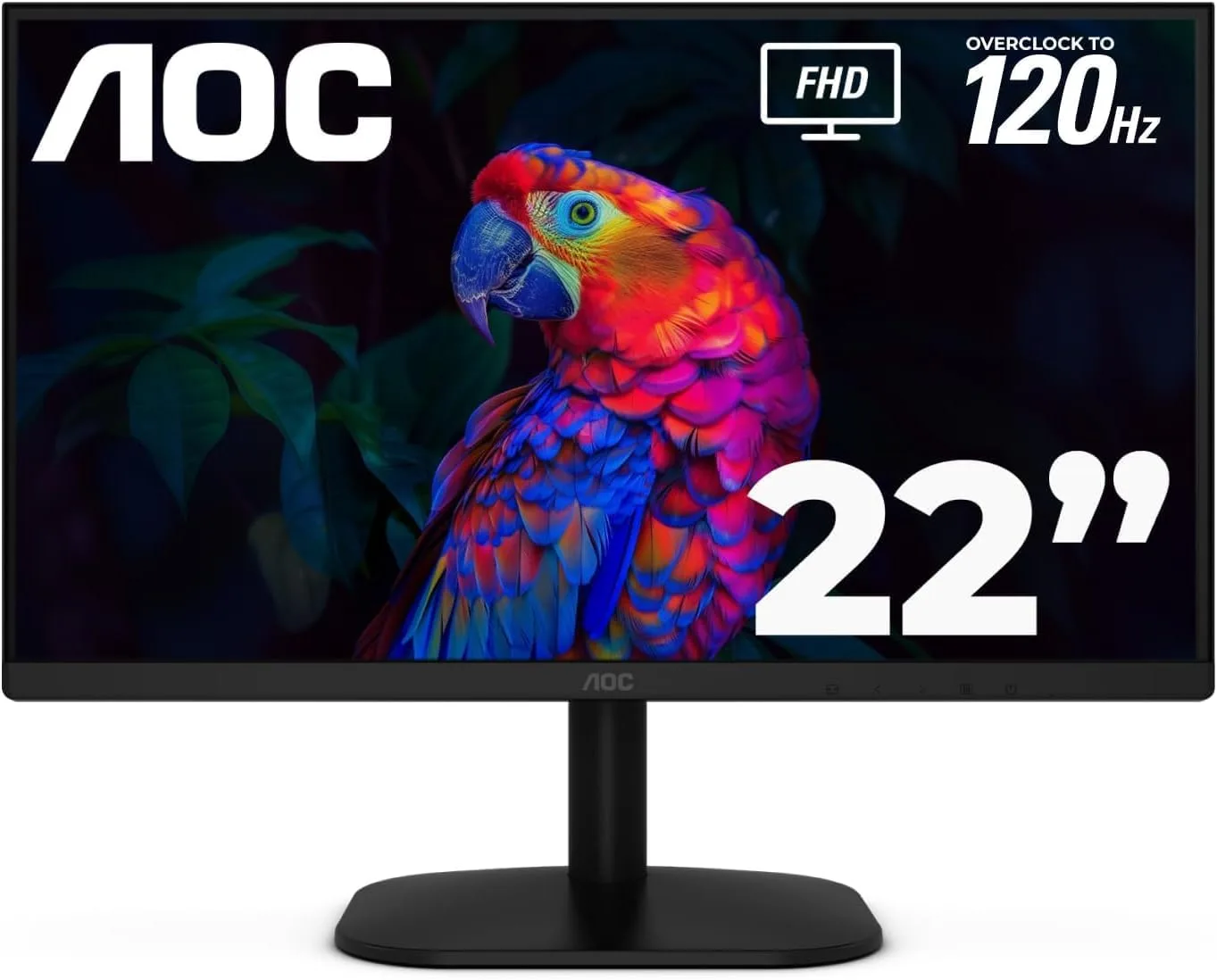 AOC 22 Inch Computer Monitor FHD 120Hz Overclocked VA HDR, 22B35HM23