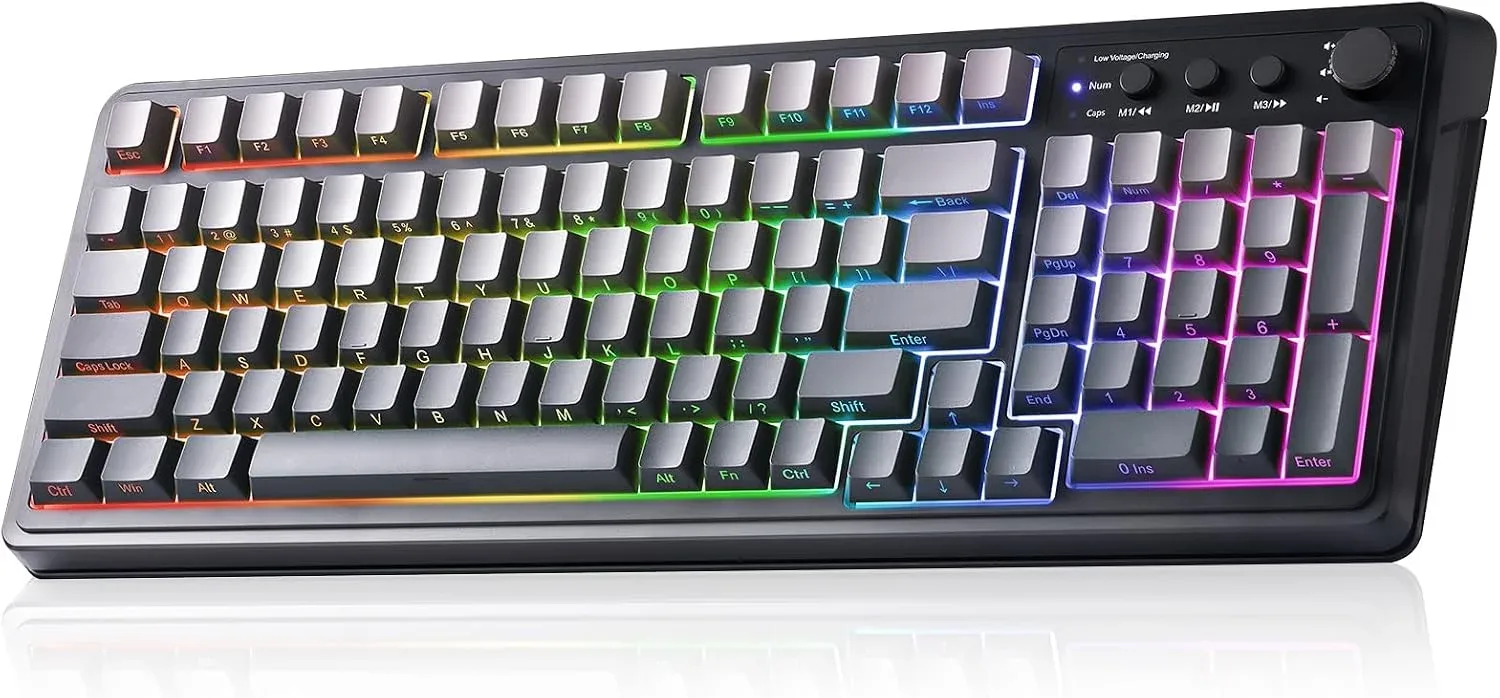 Teclado Gamer AULA S99 Inalámbrico Membrana 99 Teclas Negro y Rosa