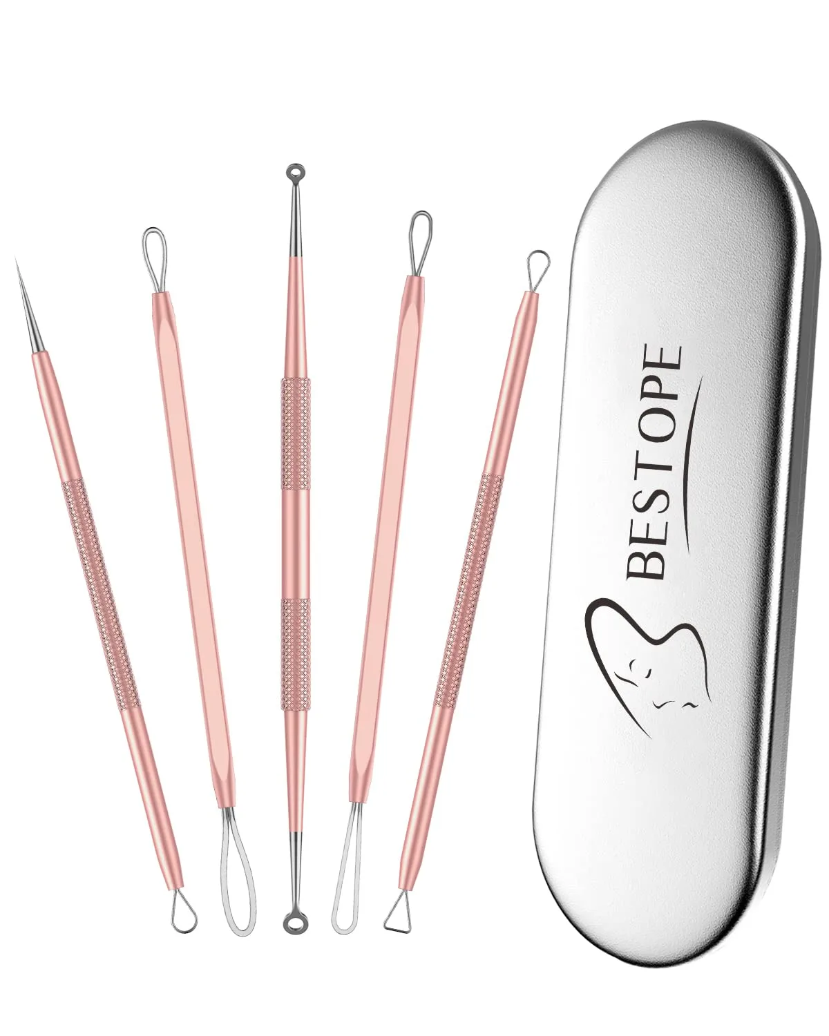 TAYTHI Blackhead Remover Tool, Pimple Popper Tool Kit, Blackhead Extractor Tool for Face, Extractor Tool for Comedone Zit Acne Whitehead Blemish, Stainless Steel Extraction Tools (Pack of 5)