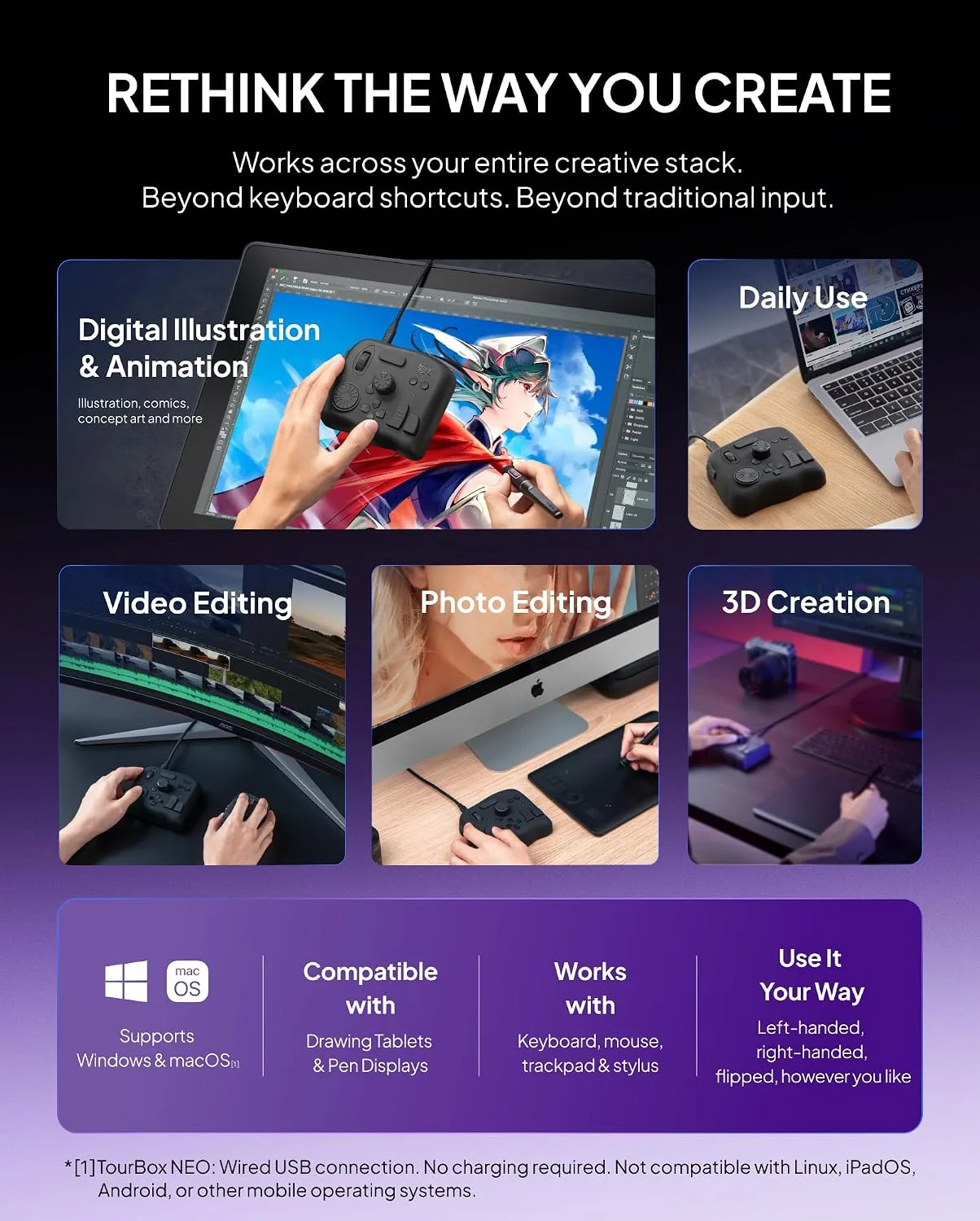 TourBox NEO - Editing Controller, Desktop Creative Multi-Control, Wired