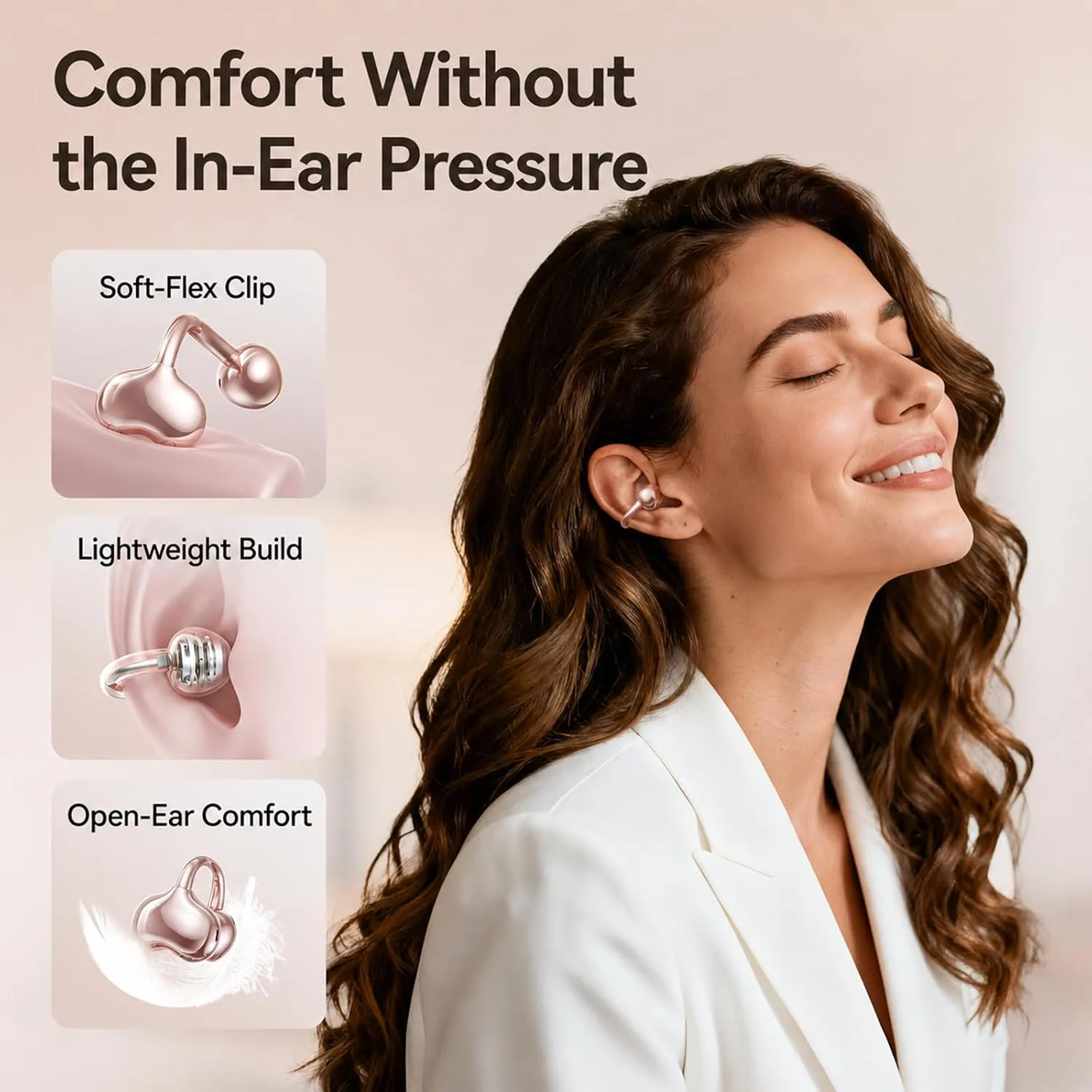Kinglucky Upgraded Clip-On Earbuds, Open Ear Wireless Earbuds Bluetooth 6.0