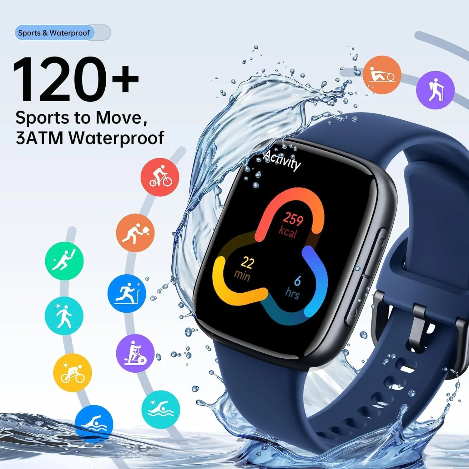 Quican Smart Watches for Men Women, 1.85" HD AMOLED Smart Watchfor iPhone & Android, 12-Day Battery, 3ATM Waterproof,Bluetooth Calls/Messages, Health Monitor, 120+ Sports ModesFitness Watch, 2 Bands