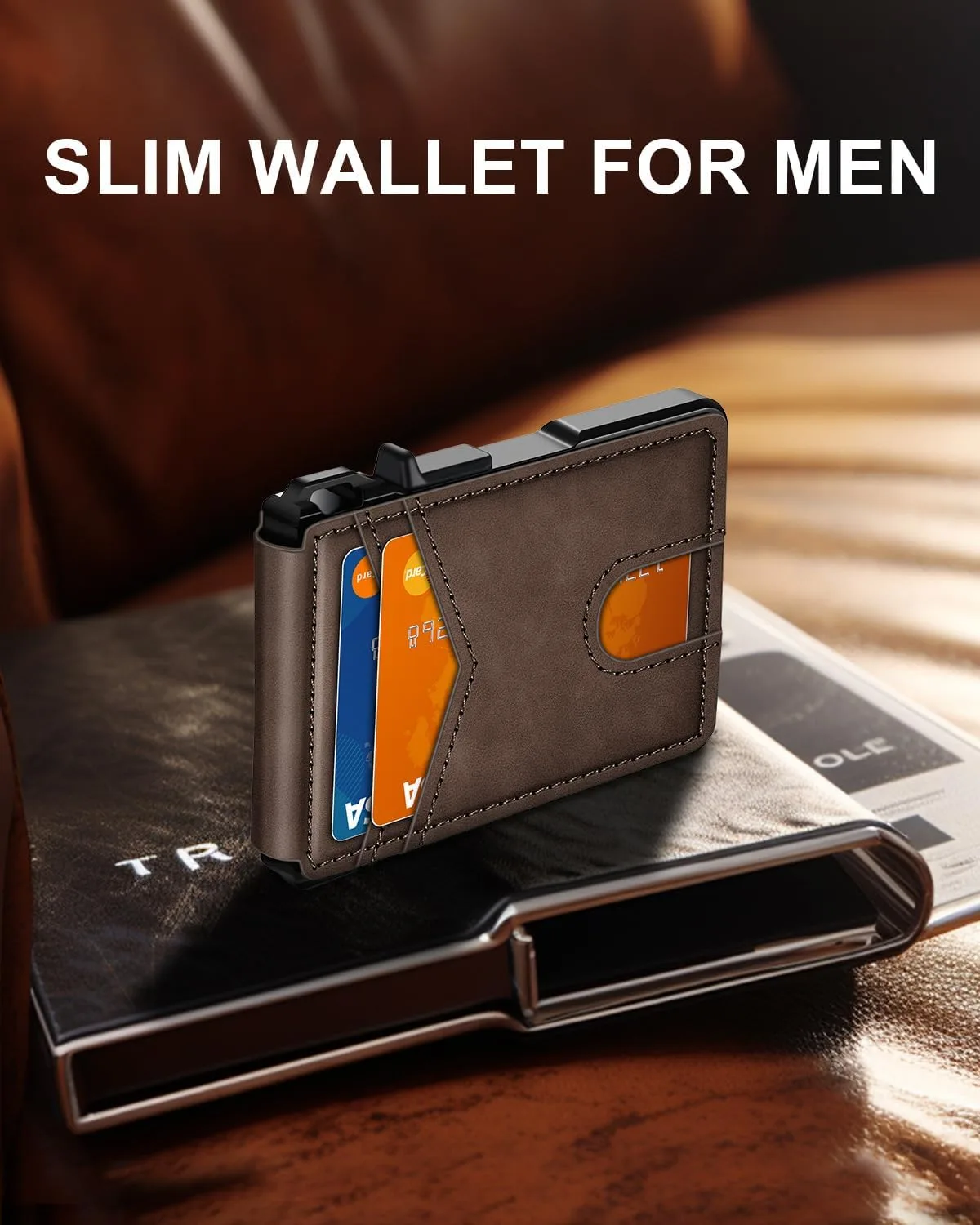 Wallet for Men, Mens Minimalist Wallet 9-13 Cards, Slim Compact RFID Wallet