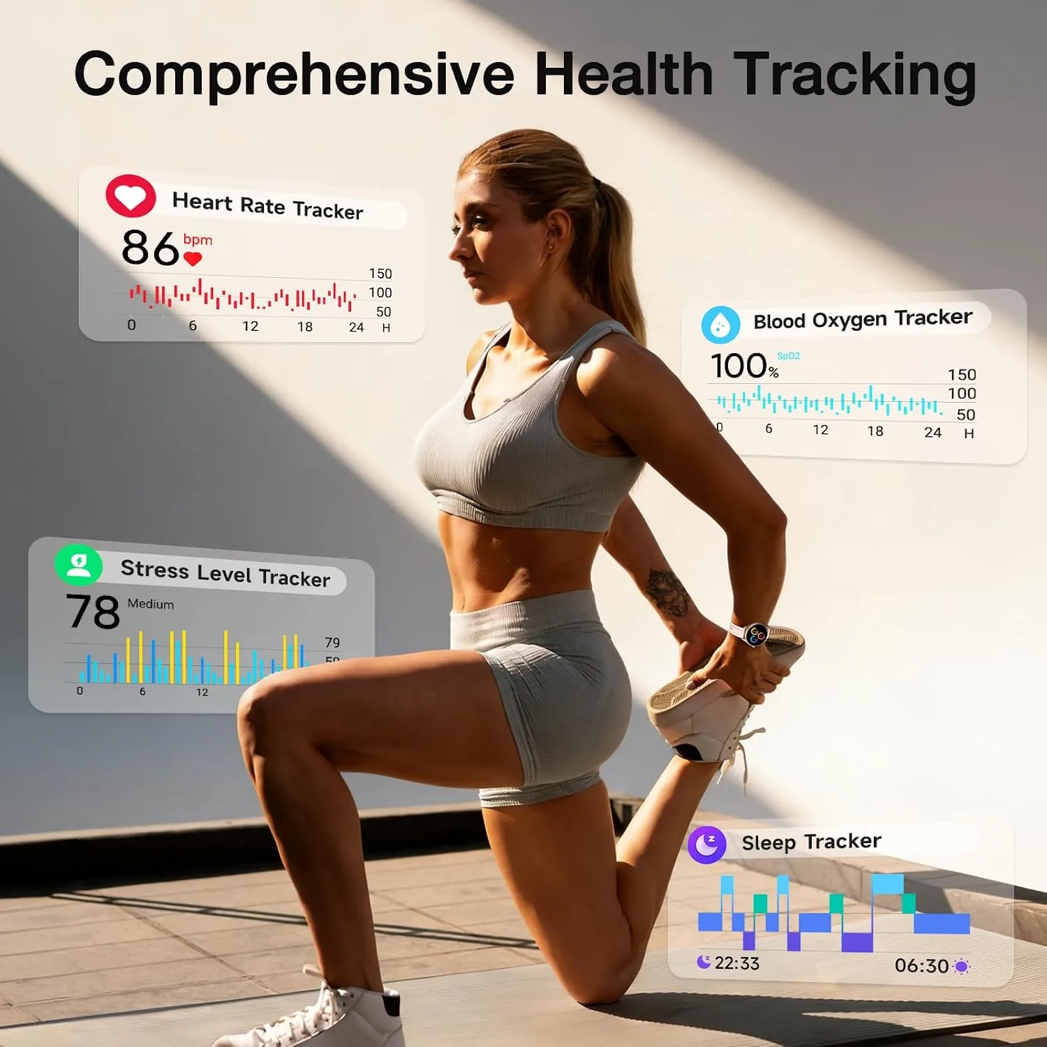 Fitpolo Smart Watch for Women Android & iPhone (2 Bands Sakura Pink)