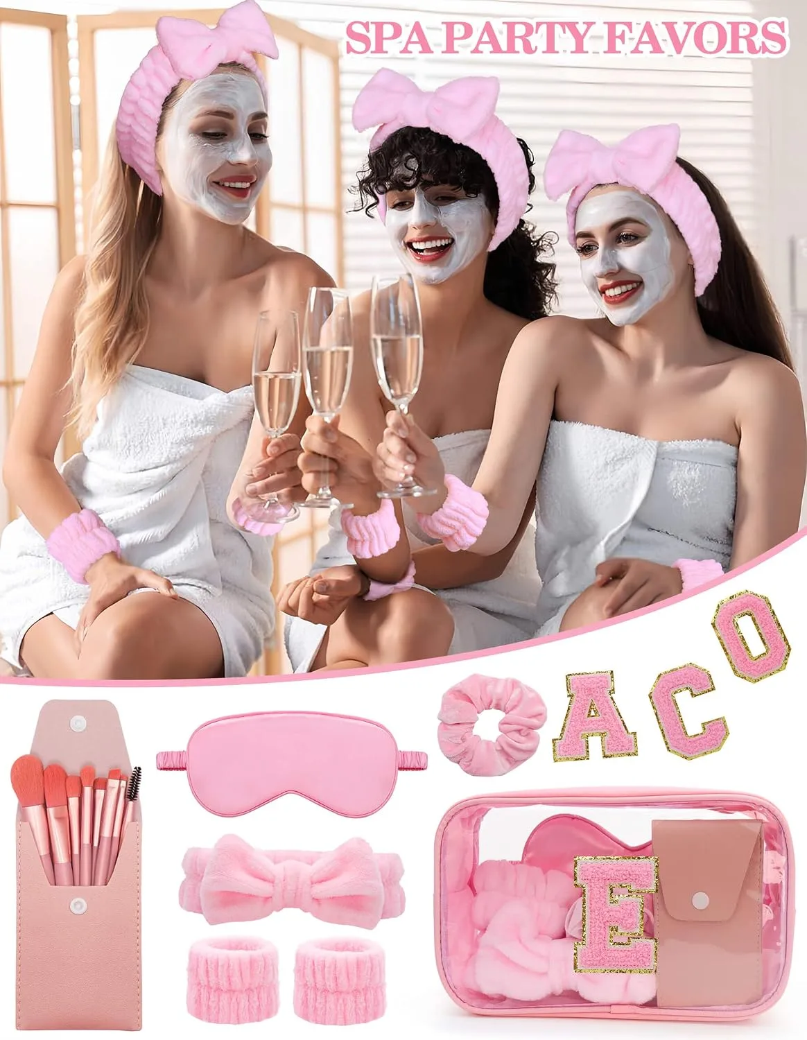 Initial Makeup Bag with Makeup Brush Set Party Favors Gifts for Women Girls