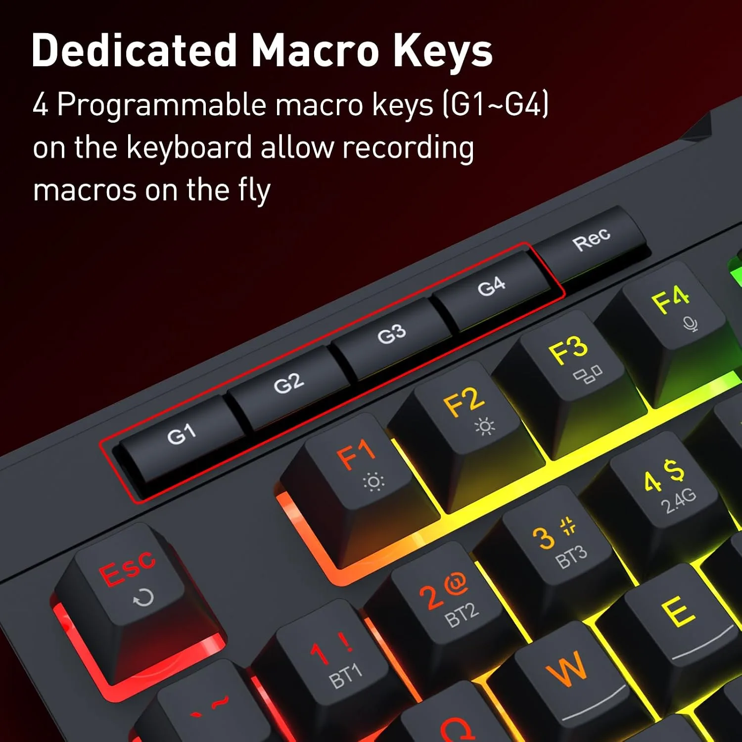 Redragon K525 PRO RGB Wireless Membrane Gaming Keyboard, Screen + Knob