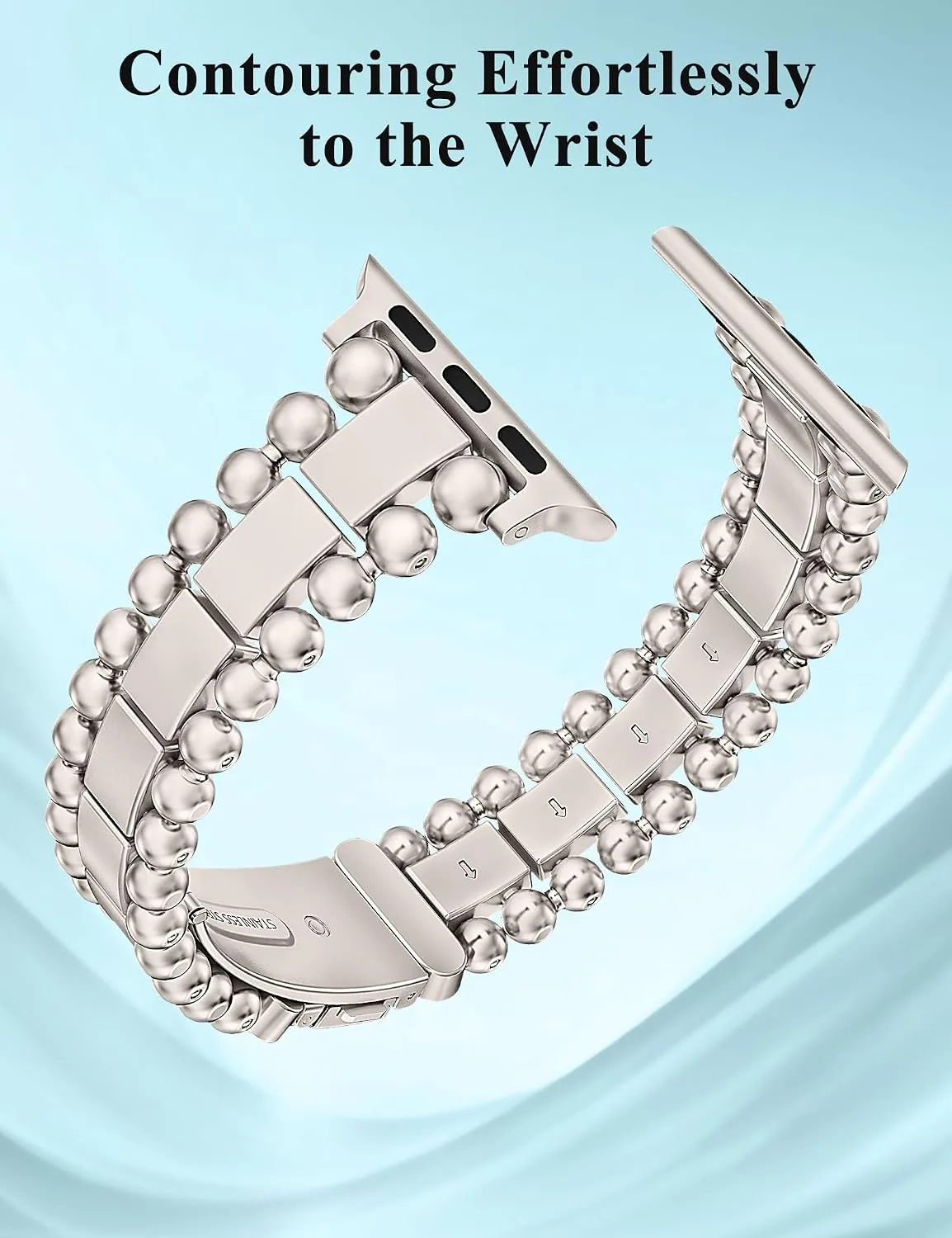TOYOUTHS Dressy Metal Beaded Bracelet for Apple Watch Bands Women