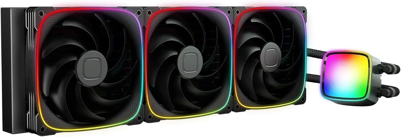 Geometric Future Eskimo Pro - 420mm AIO CPU Liquid Water Cooler- RGB PWM Squama 2503B 140mm Fan x 3- Fit Intel® LGA 1700, AMD®AM5 - Black- (GEO-EP-42B)