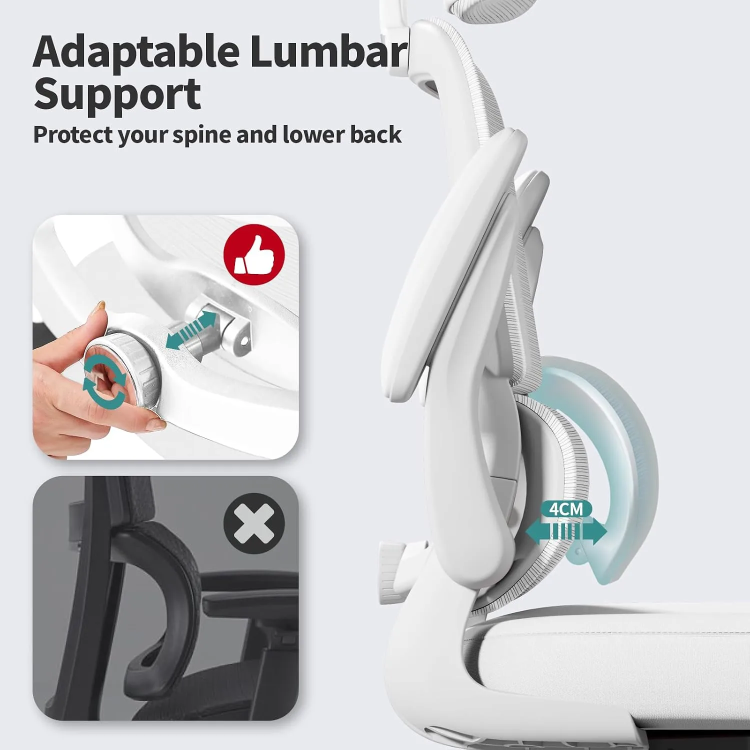 TRALT Office Chair Ergonomic Desk Chair with Lumbar Support White, 1