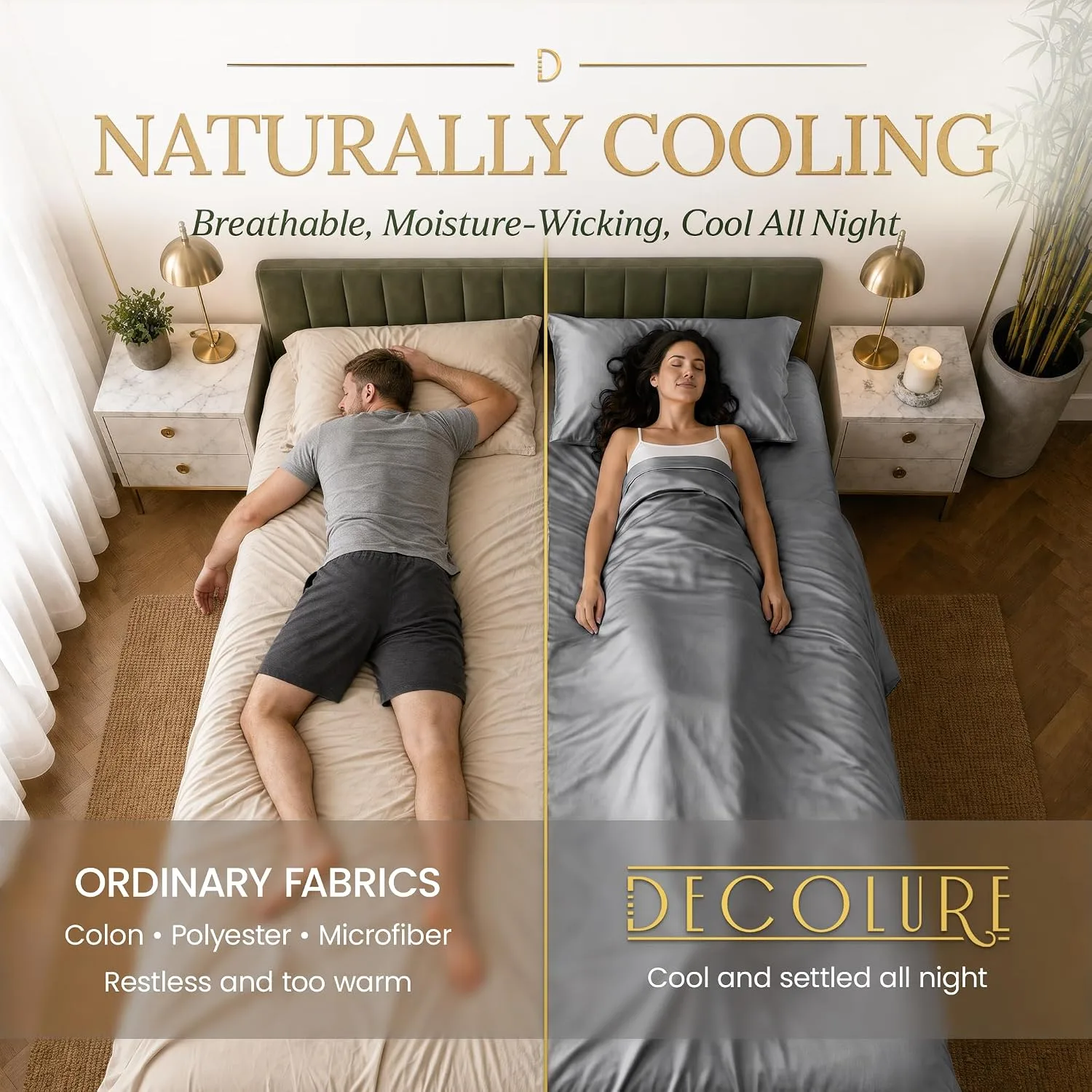 DECOLURE 100% Viscose from Bamboo Sheets King Size | 6 Pc Cooling Bed Set