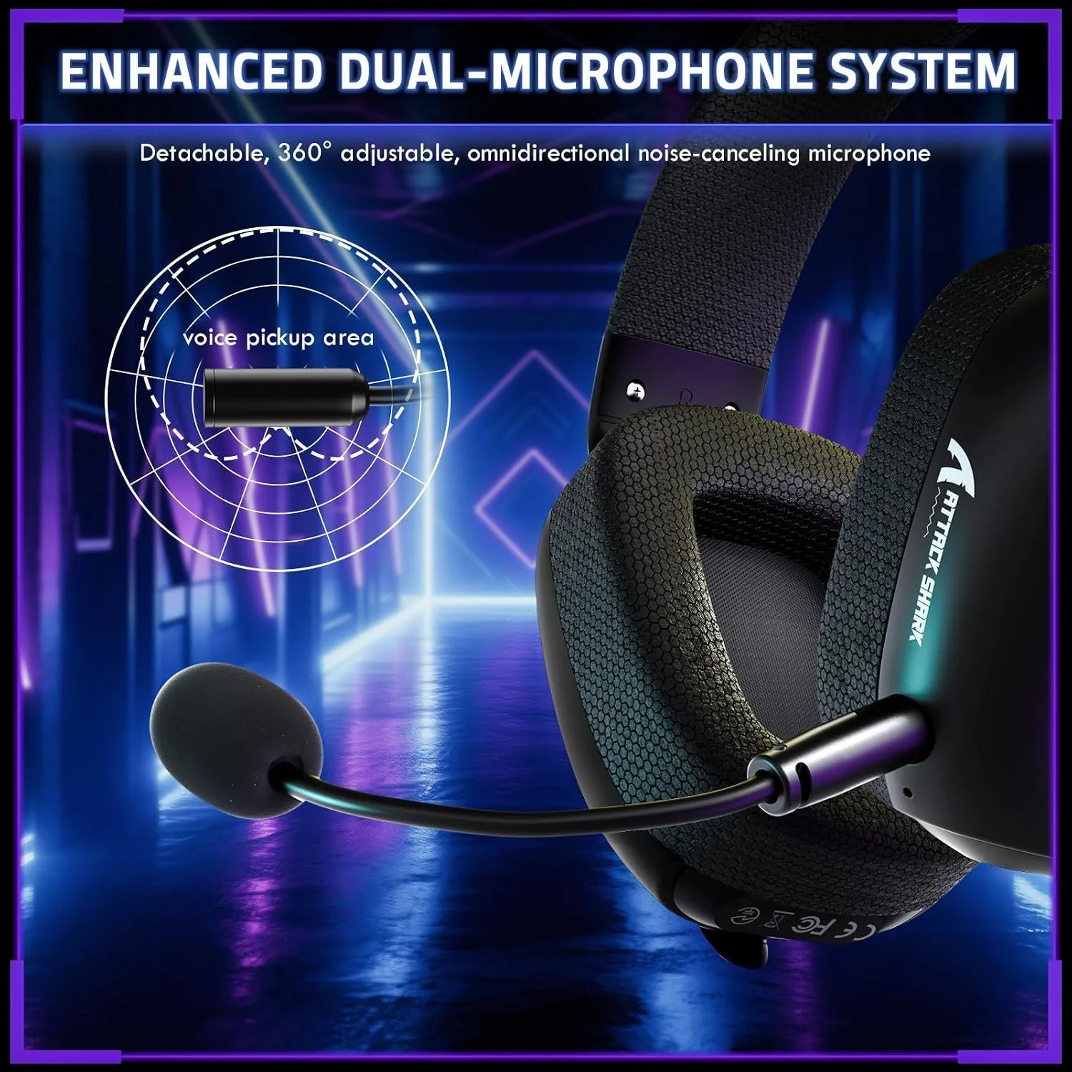 MAMBASNAKE × Attack Shark L80PRO Wireless Gaming Headset,Lightweight Over-Ear Headphones with Dual Mic, 2.4G/BT/Wired,Surround Sound,Low Latency,Noise Cancelling for PC,PS5,Laptop,Smartphone – Black