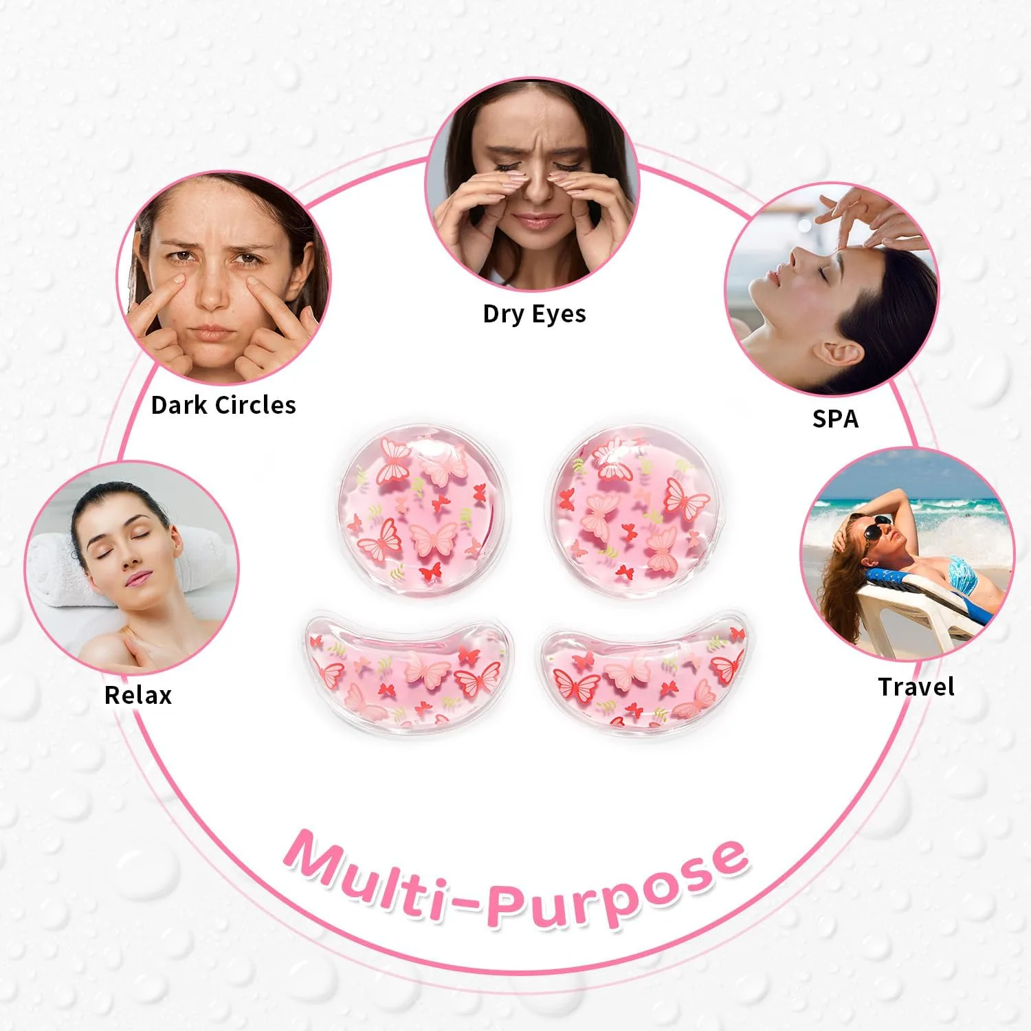 4PCS Gel Eye Ice Pack Set Reusable, Cold and Hot Compress for Eyes