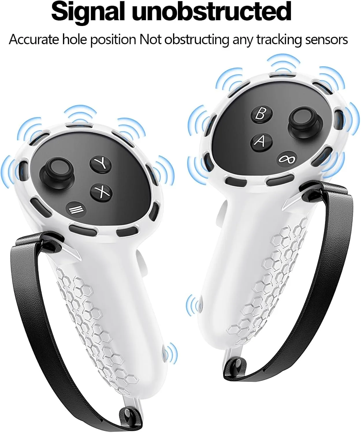 Controller Grip for Meta Quest 3S Oculus Quest 3 VR Grips Cover for VR Touch Controllers Straps Silicone Covers Protector with Non-Slip Thumbstick Covers 1Pair White