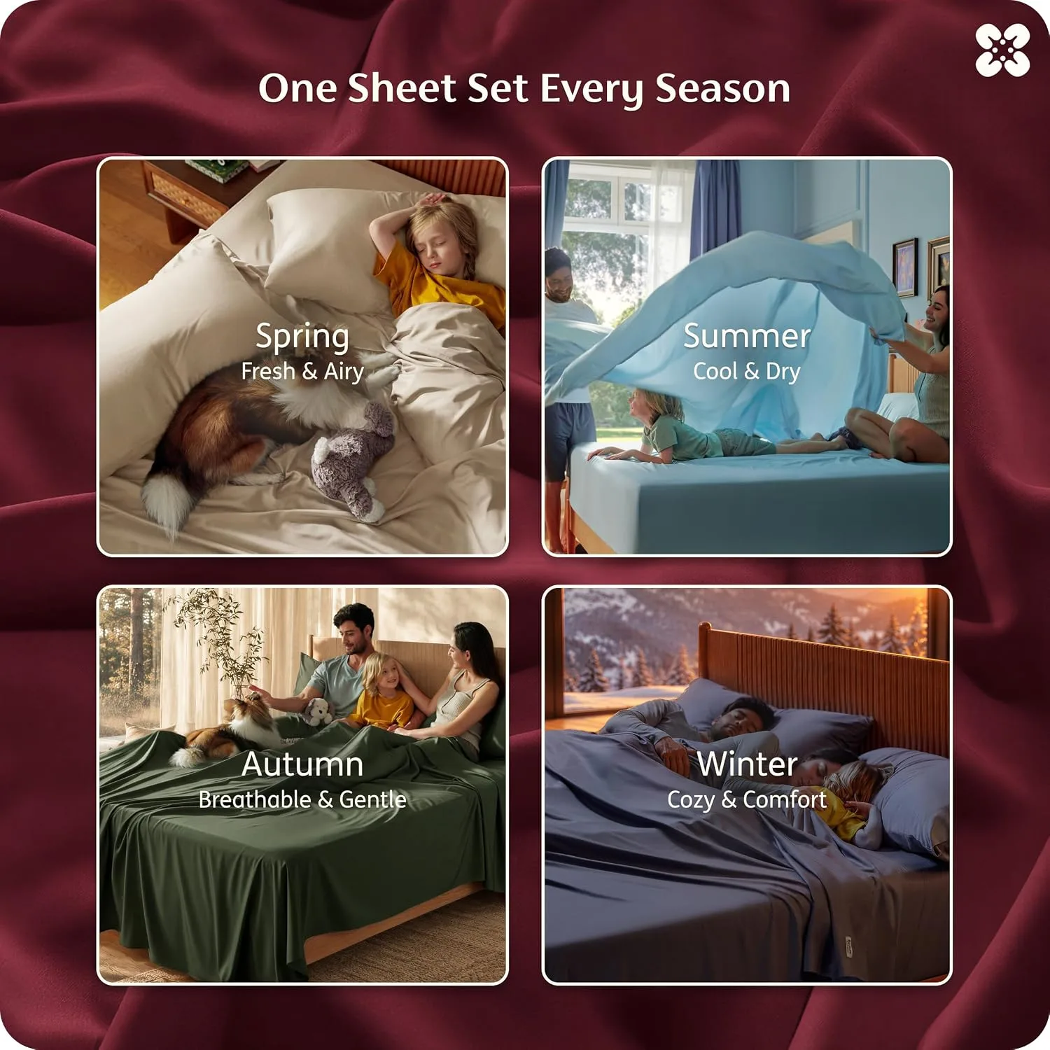 Bedsure PureWoven 100% Rayon Derived from Bamboo, Full Size Sheets, 4 PCS