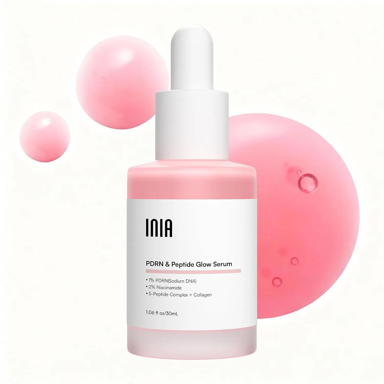 INIA PDRN Pink Peptide Serum for Face with Salmon DNA, 1.06 Fl Oz
