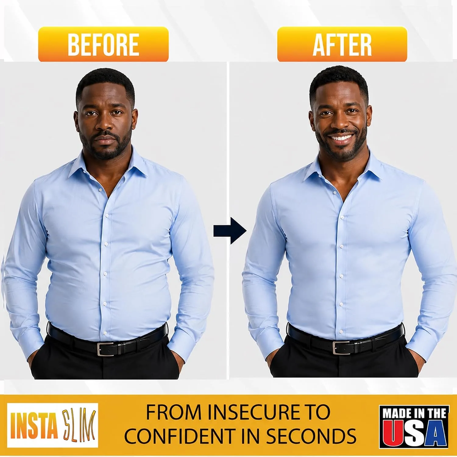 Insta Slim - Made in USA 3 Pack Compression Muscle Tank Body Shapers for Men. Back Support, Slimming Shapewear Undershirt