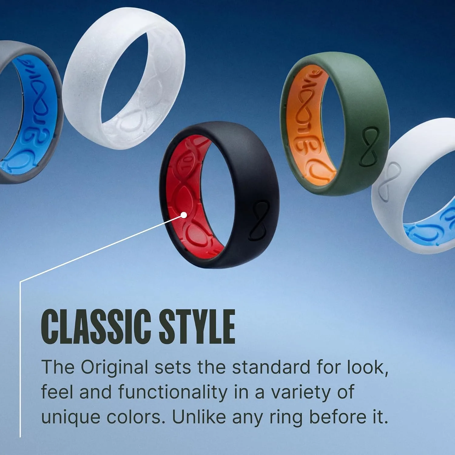 Groove Life Silicone Ring for Men, Breathable Rubber Wedding Band, Flexible