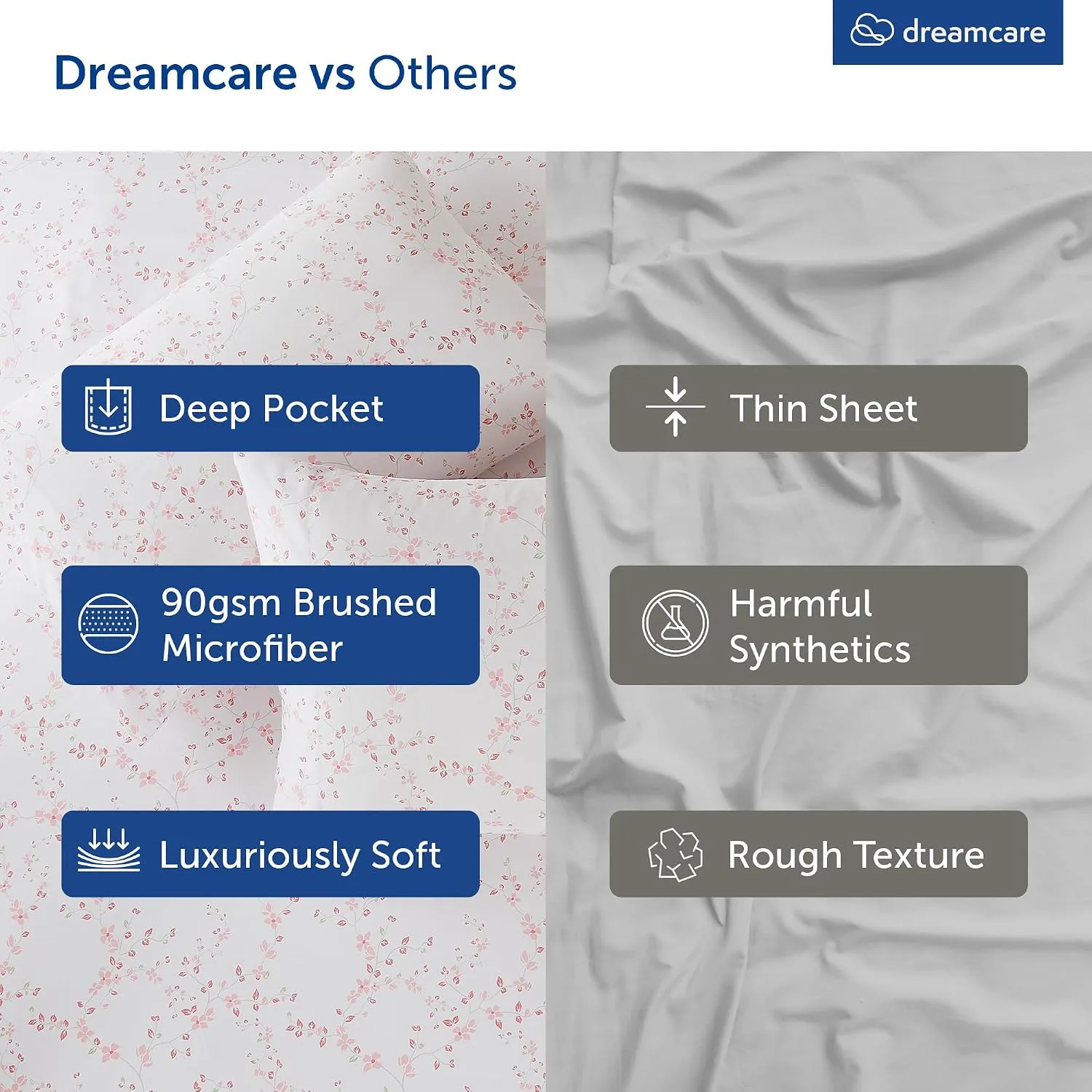 DREAMCARE Twin Sheets - 3 pcs Breathable Cooling Twin Bed Sheets