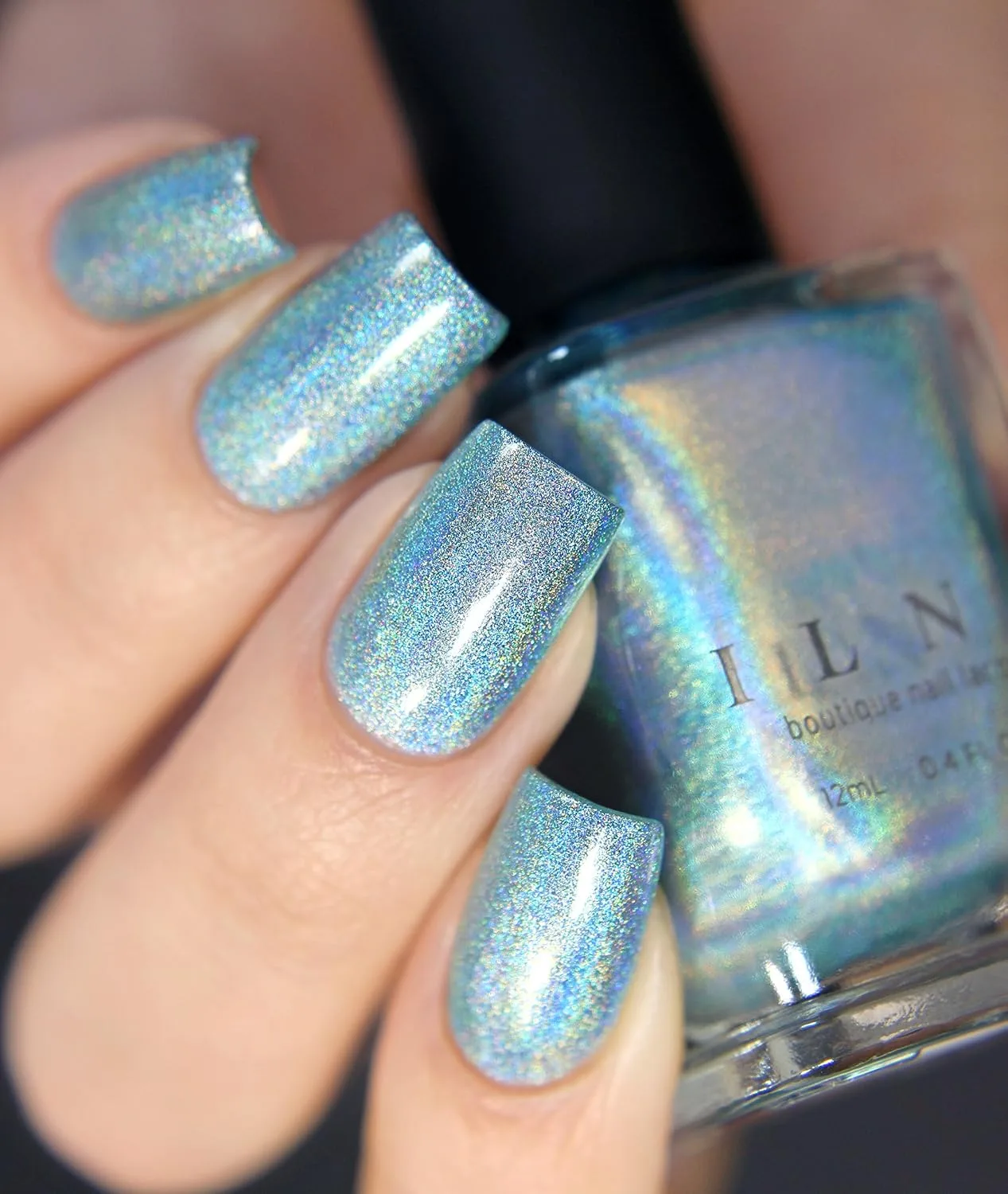 ILNP Aria - Sky Blue Ultra Holographic Nail Polish, Chip Resistant Manicure, Non-Toxic Nail Lacquer, Vegan, Cruelty Free, 12ml