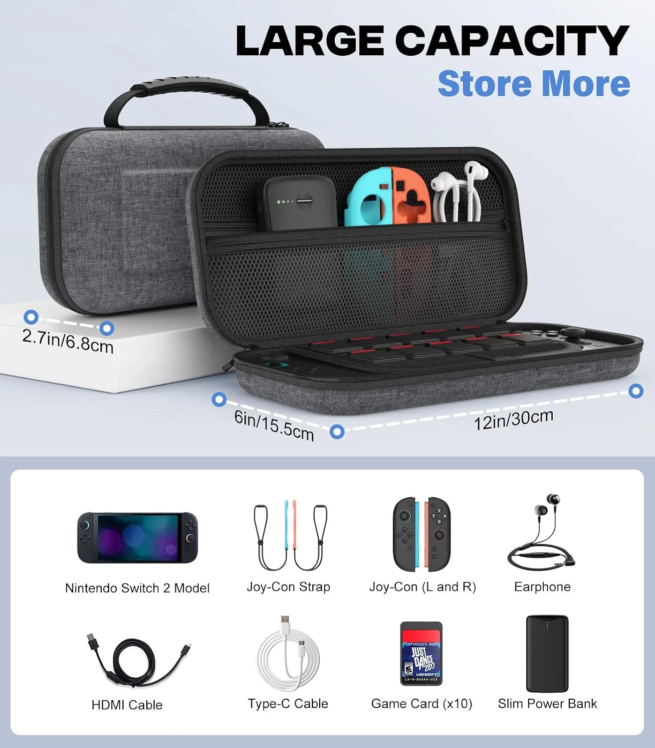 MoKo Carrying Case for Nintendo Switch 2 2025 Holds 10 Cartridges w/Pockets
