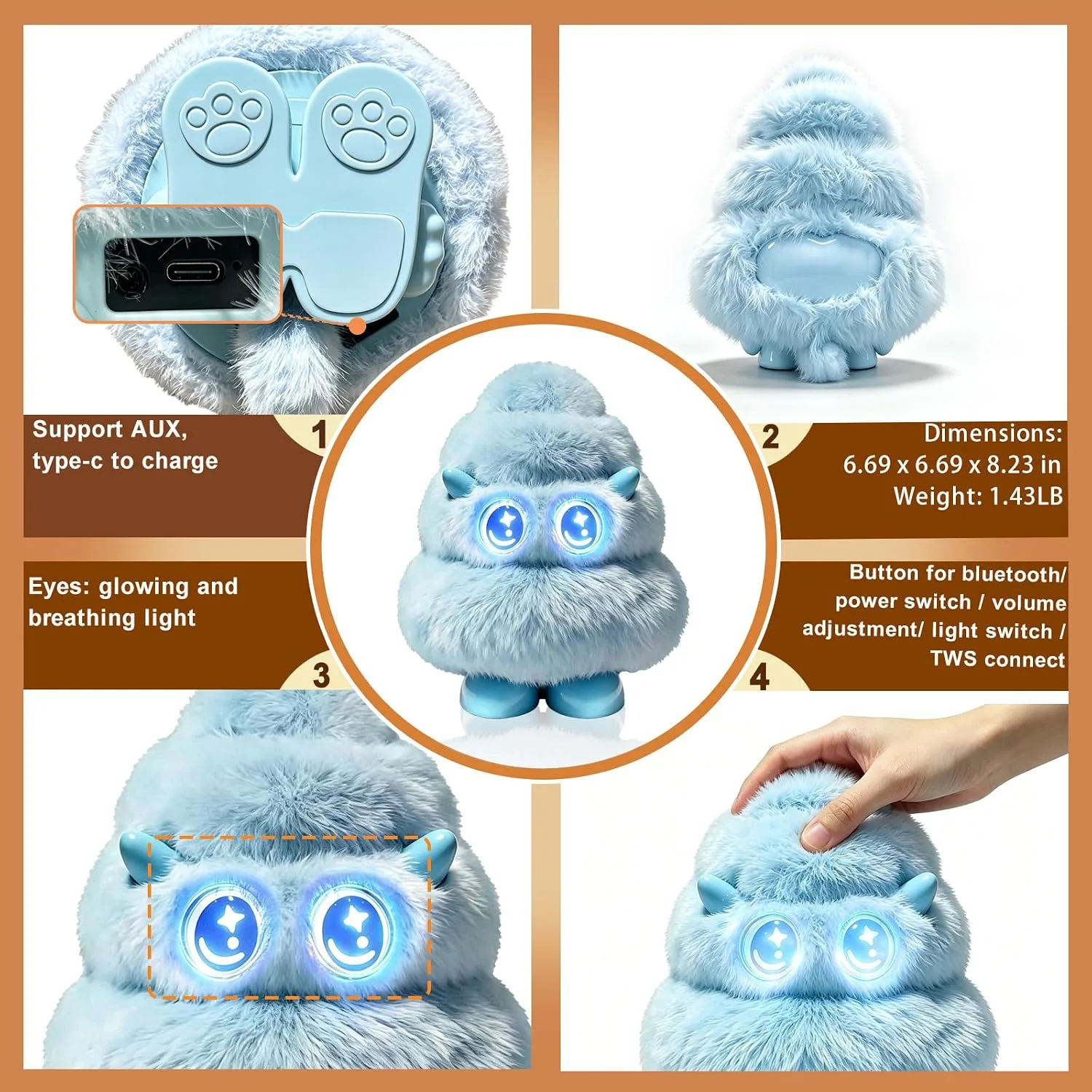 Christmas Tree Plush Bluetooth Speaker With LED,15W Speaker with Deep Bass