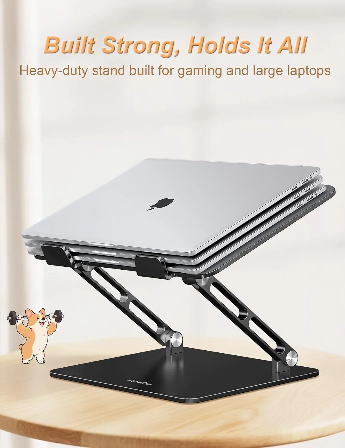 Aoviho Aluminum Laptop Stand for Desk Fit for All 10"-17.3" Laptops, Black