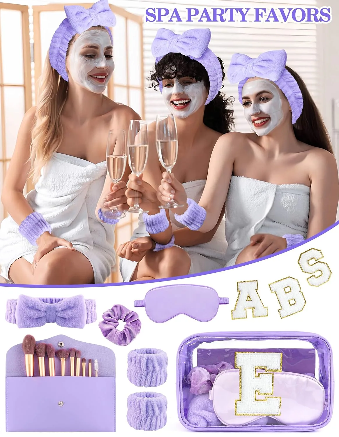 Initial Makeup Bag with Makeup Brush Set Party Favors Gifts for Women Girls