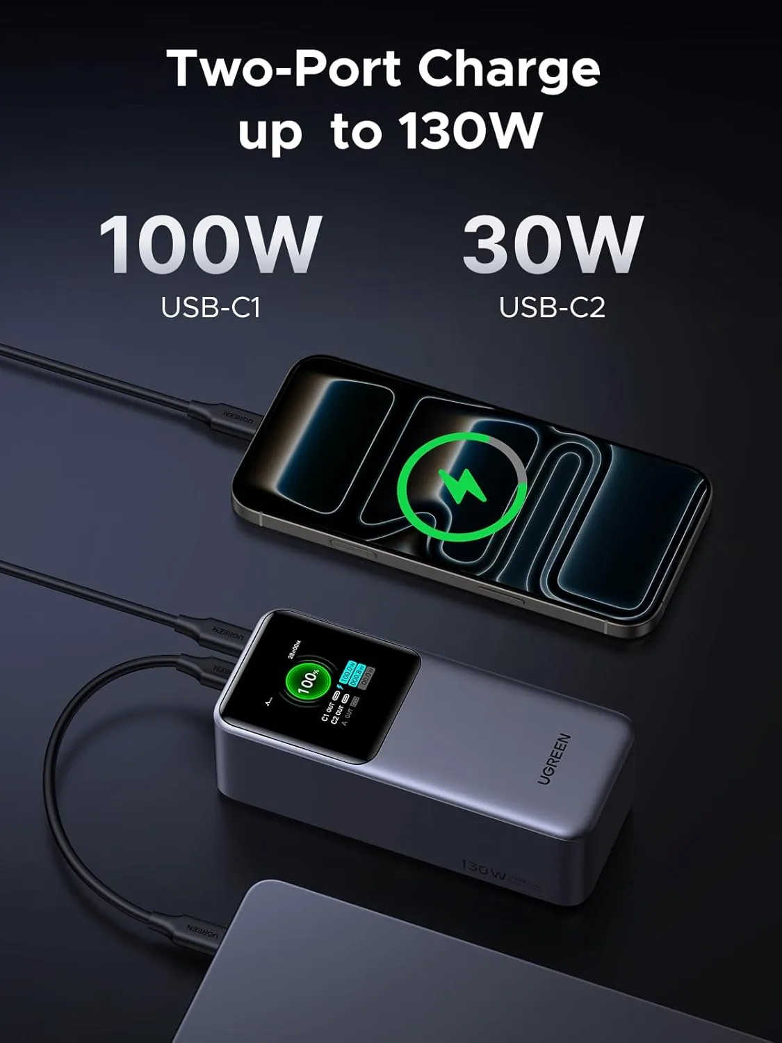 UGREEN Nexode 20000mAh 130W Portable PD Power Bank for MacBook Pro 16