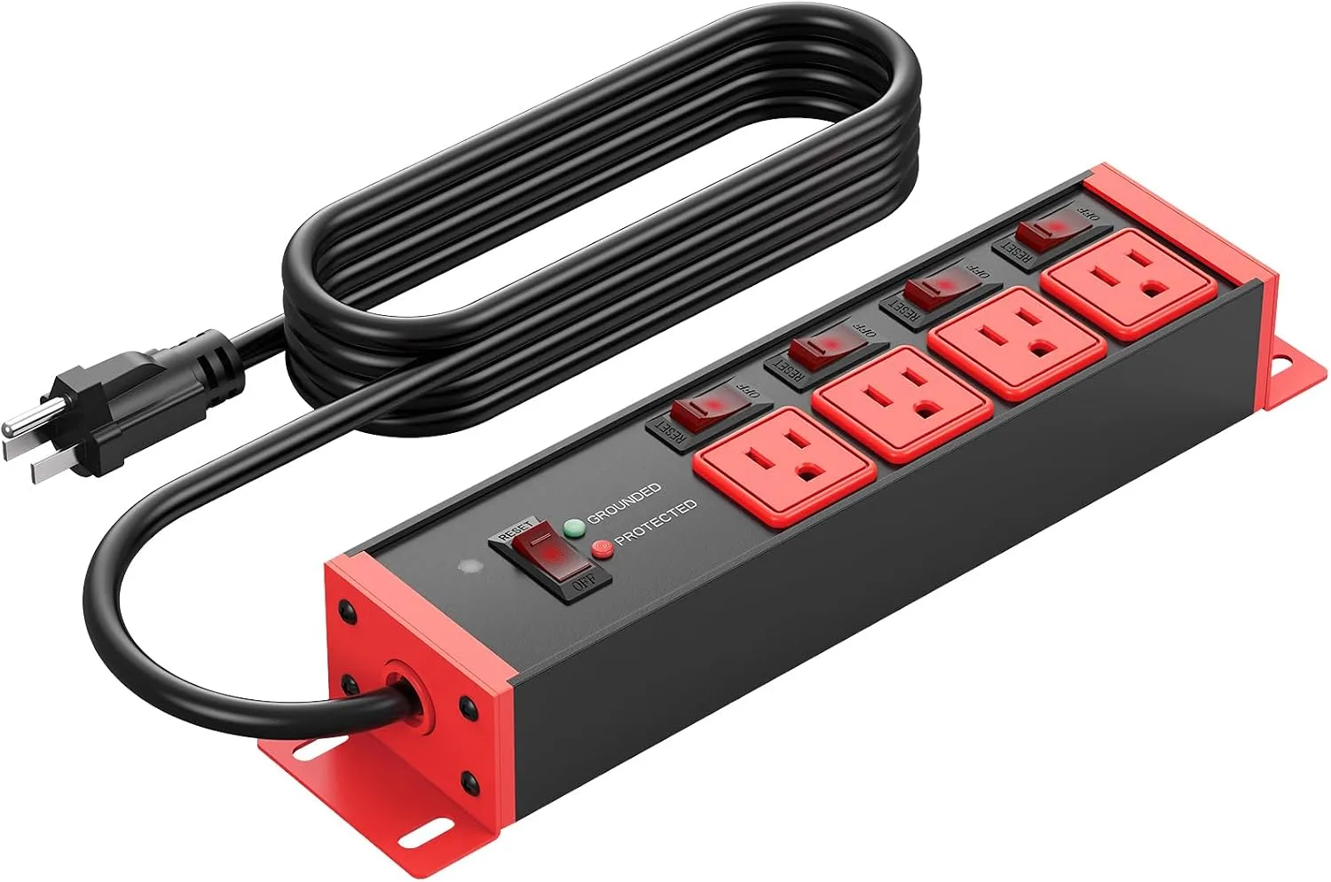 CCCEI 12 Gauge Heavy Duty Surge Protector, Red, 6FT, 1