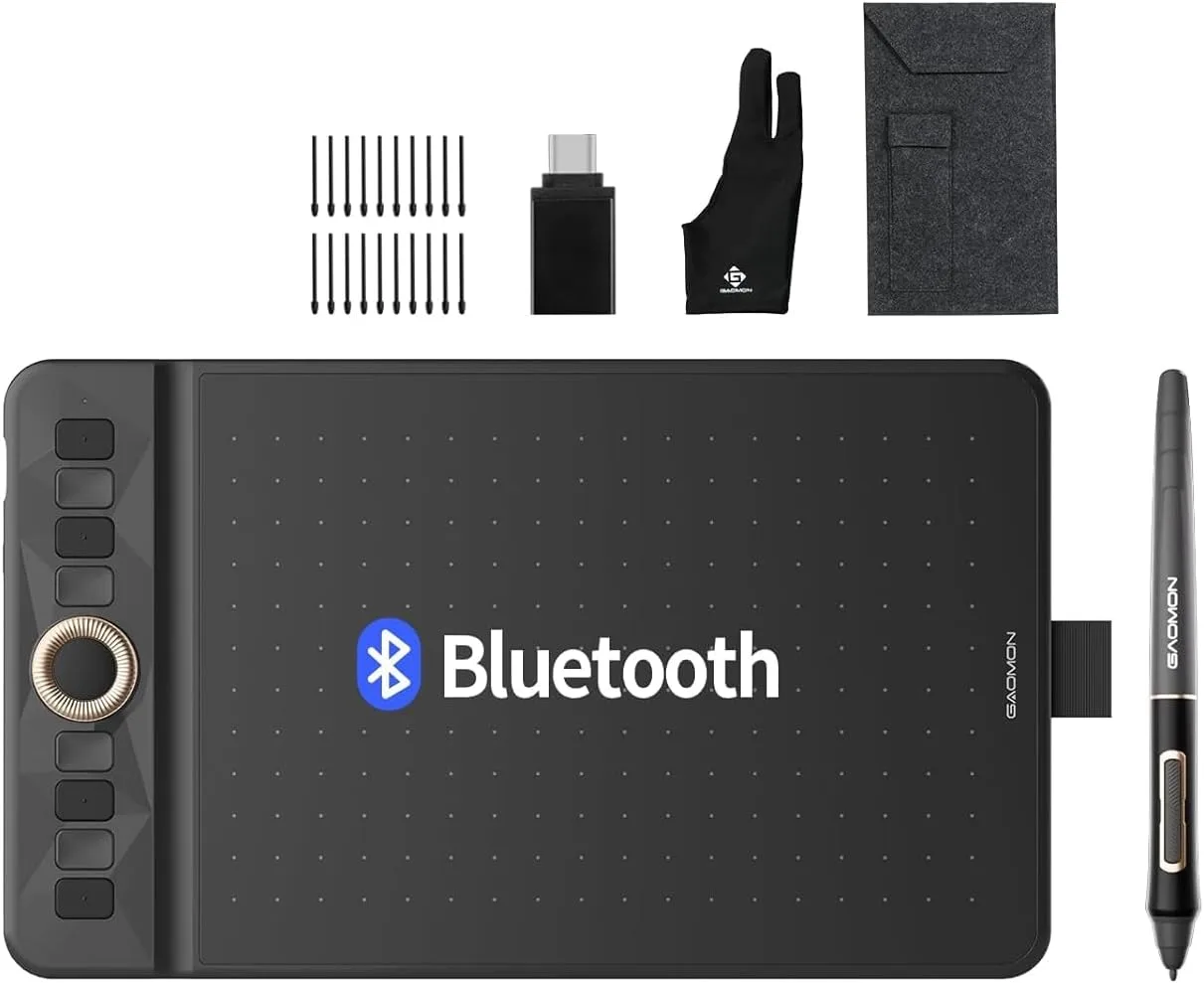 GAOMON WH851 Bluetooth Graphics Drawing Tablet, 8x5, Dial, 16384 Pressure