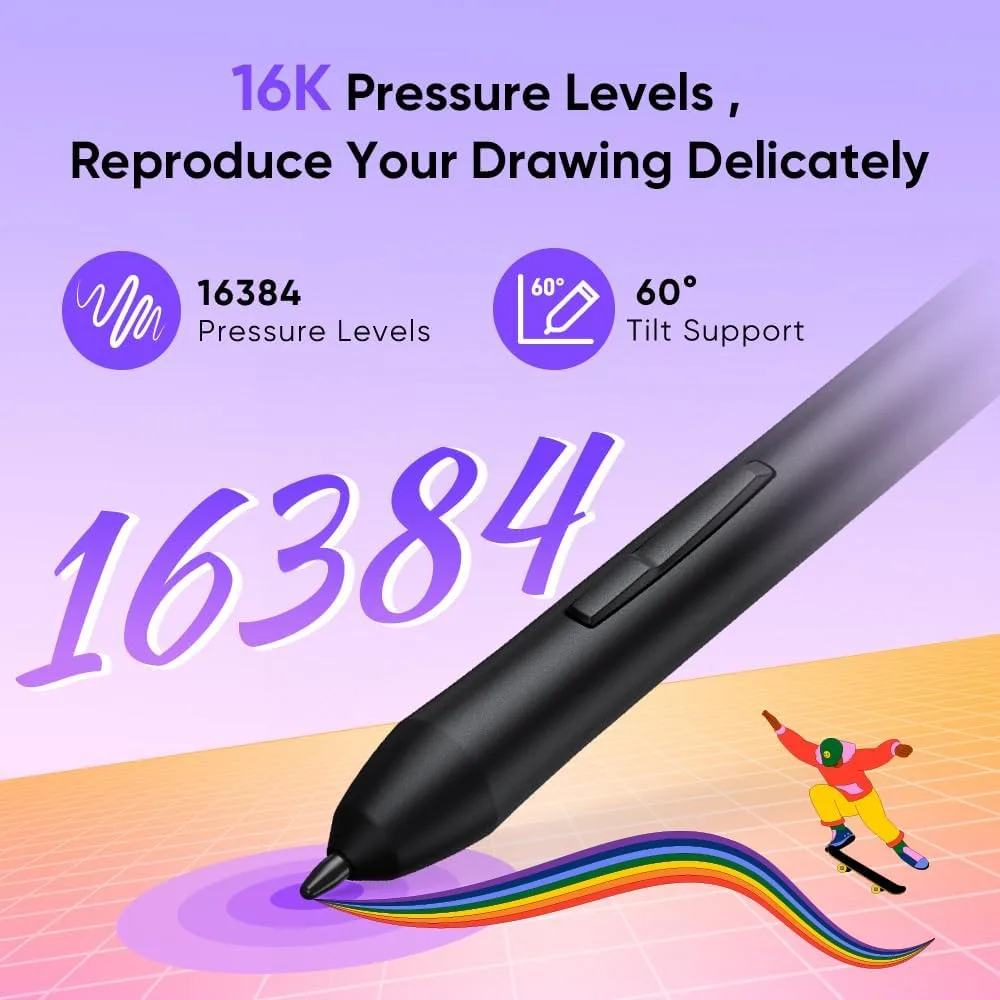 XPPen Deco 640 Purple Drawing Tablet with 16384 Pressure Levels Sensitivity