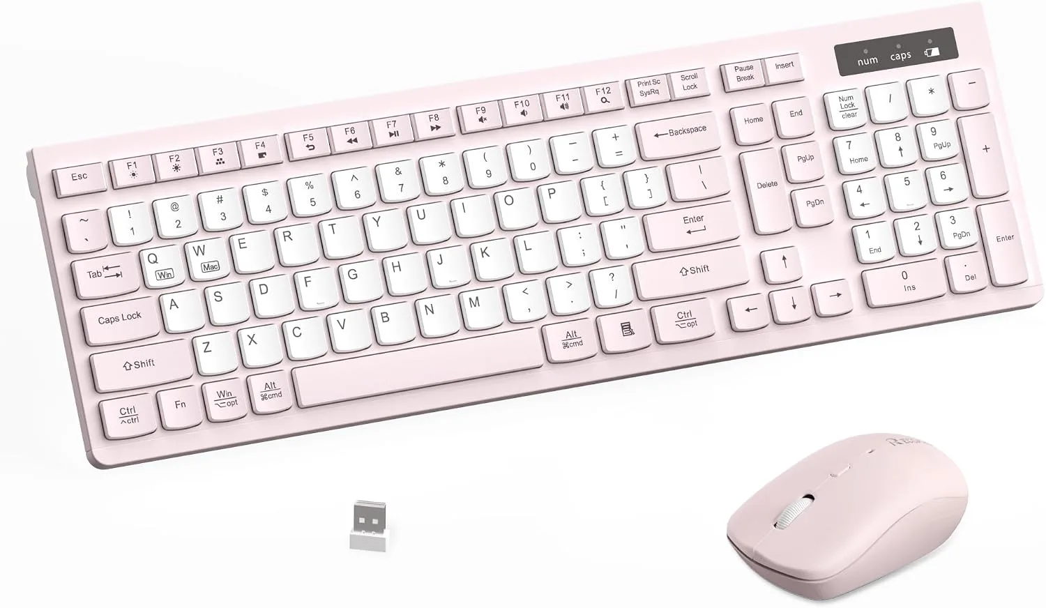 Wireless Keyboard and Mouse Combo Silent for Office and Home(Pink-B)