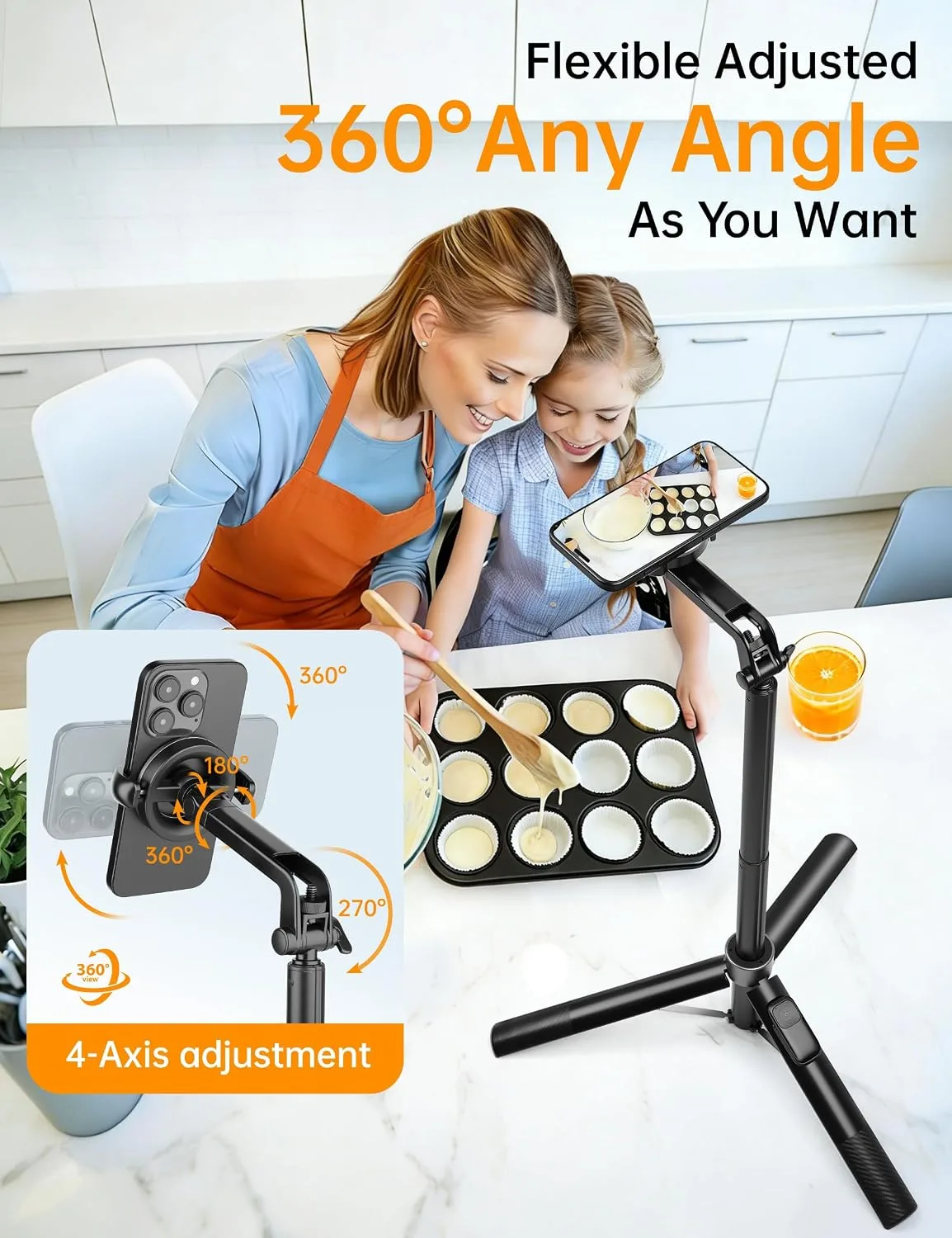 70" Magnetic Phone Tripod, Selfie Stick Tripod for iPhone MagSafe & Camera