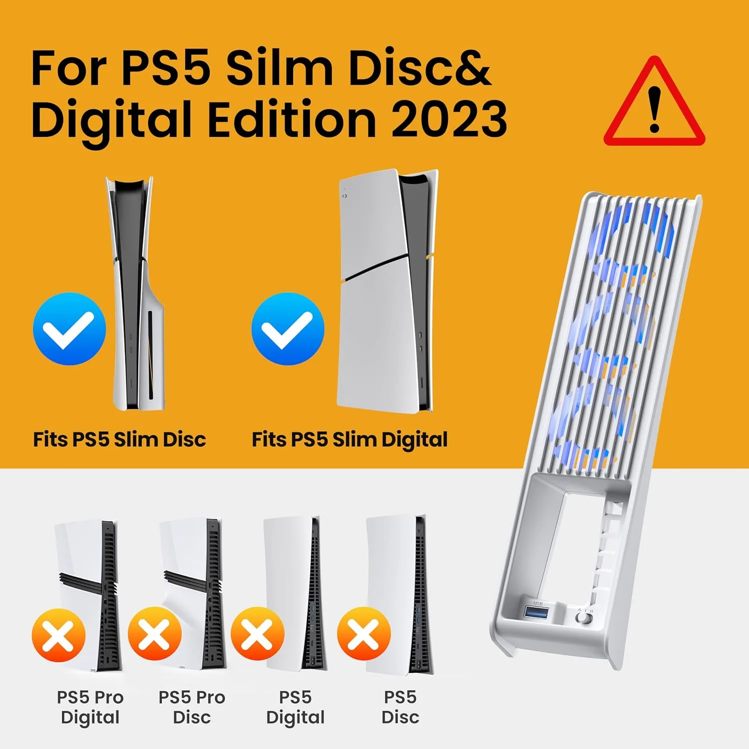 KIWIHOME Cooling Fan for PS5 Slim, Larger 3-Fan with Auto Speed USB3.0