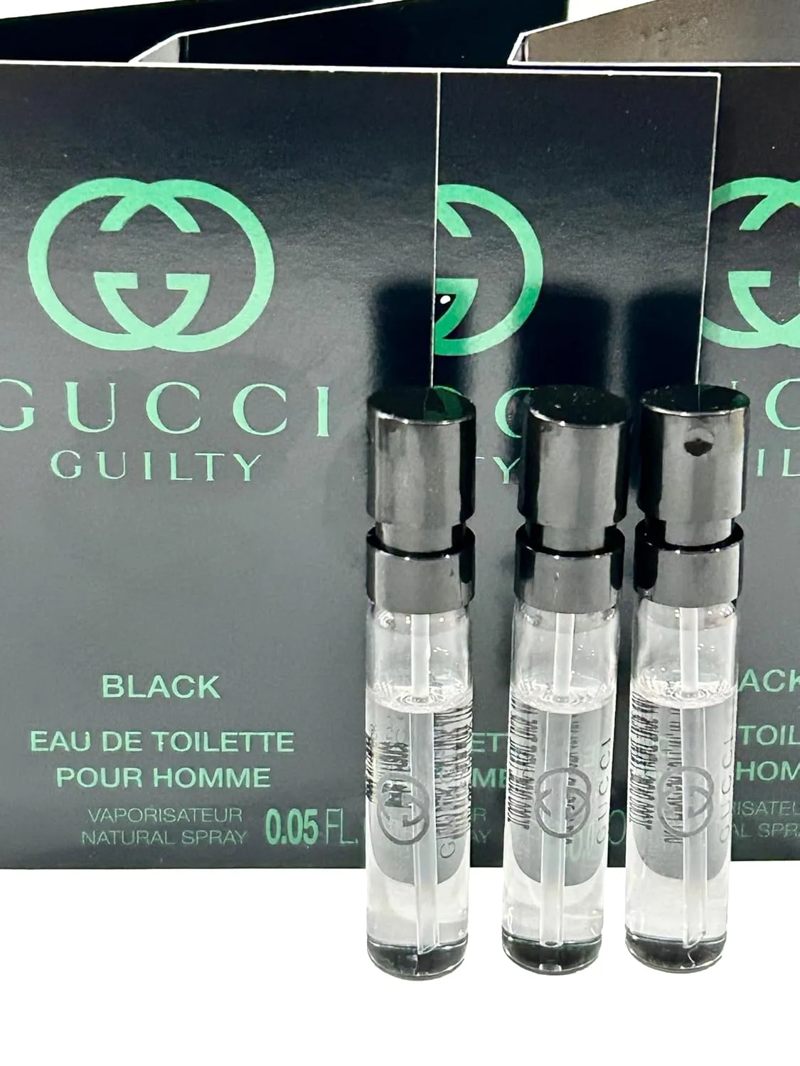 Gucci Guilty Black Sample Perfume Men EDT Spray Pour Homme MINI SMALL Travel Size 1.5 ML / 0.05 (3676) - set of 3